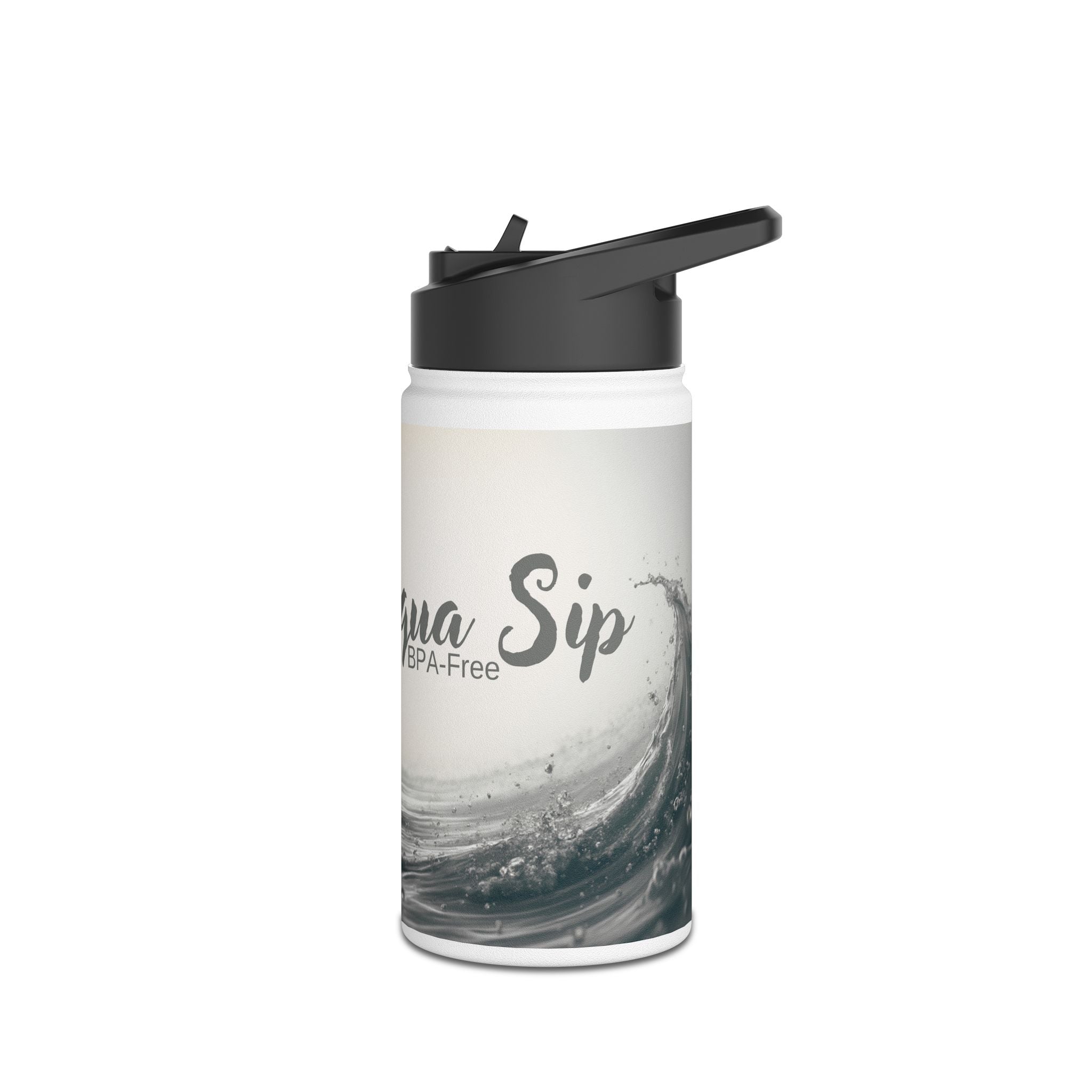 Aqua Wave Stainless Steel Water Bottle, Hydration Gift, Outdoor Adventure, Beach Vibes, Eco-Friendly, Travel Companion