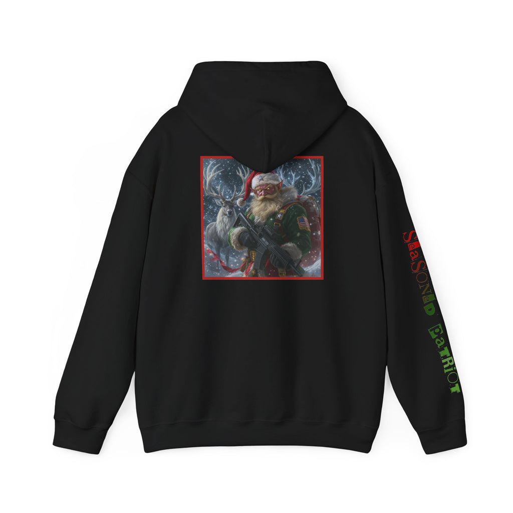 Christmas Elf Patriotic USA Hoodie, Sweatshirt, Unisex Hooded Pullover, Holiday Outerwear, Festive Winter Apparel
