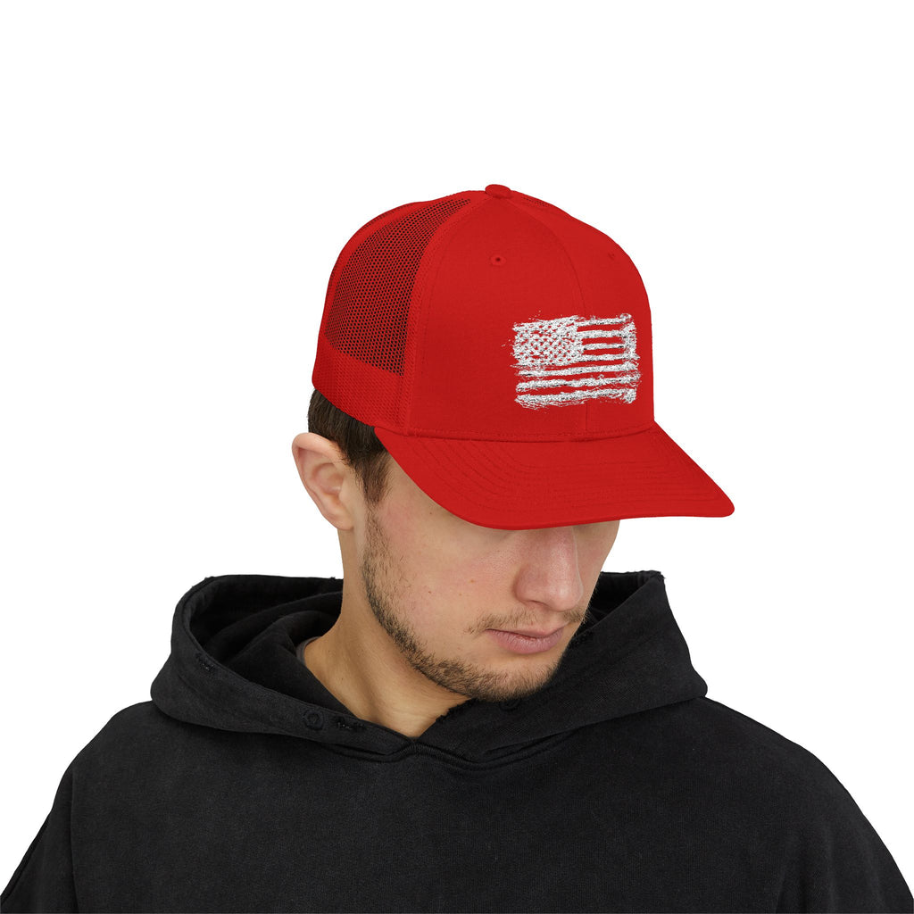 Patriotic Flag Snapback Trucker Cap, American Flag Hat, Outdoor Cap, Casual Wear, Gift for Dad, 4th of July Apparel