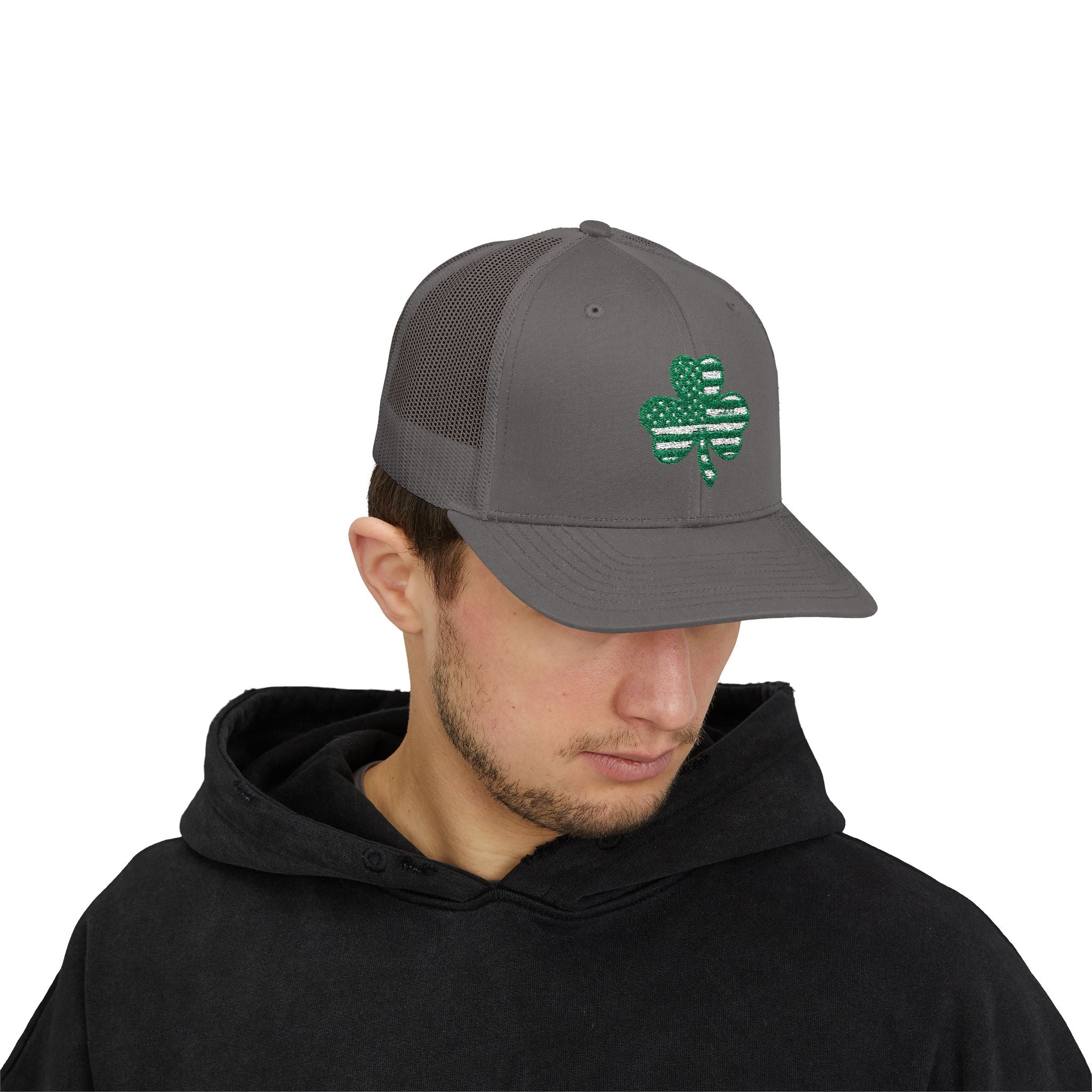 St. Patrick's Day Lucky 4-Leaf Clover Snapback Trucker Cap