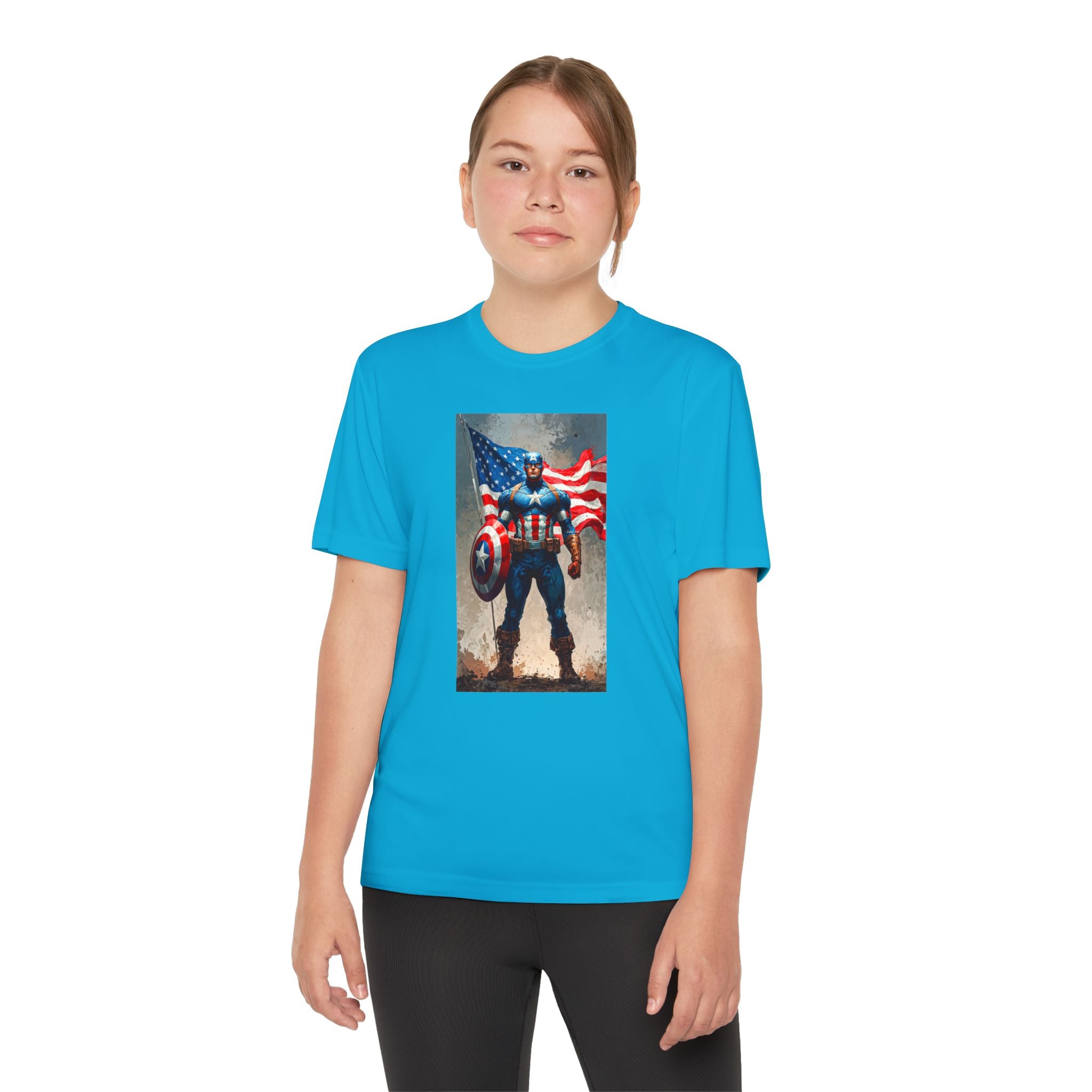 Captain America Superhero Marvel Patriotic, Kids Graphic T-Shirt, Boys Hero Top, Girls Comic Book Clothing, Birthday