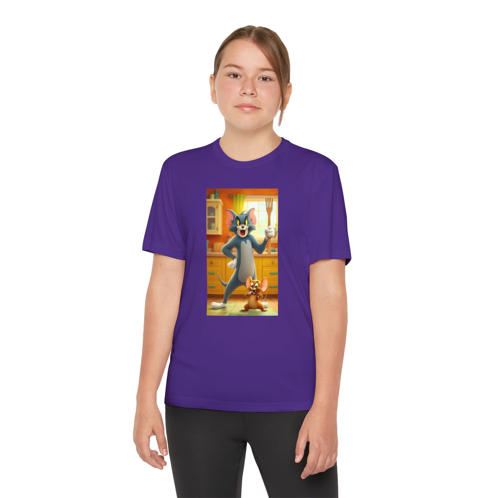 Youth Competitor Tee with Tom And Jerry design, Cartoon Graphic Kid's T-Shirt, Kids Tee, Children's Clothing, Funny Tee for Boys and Girls
