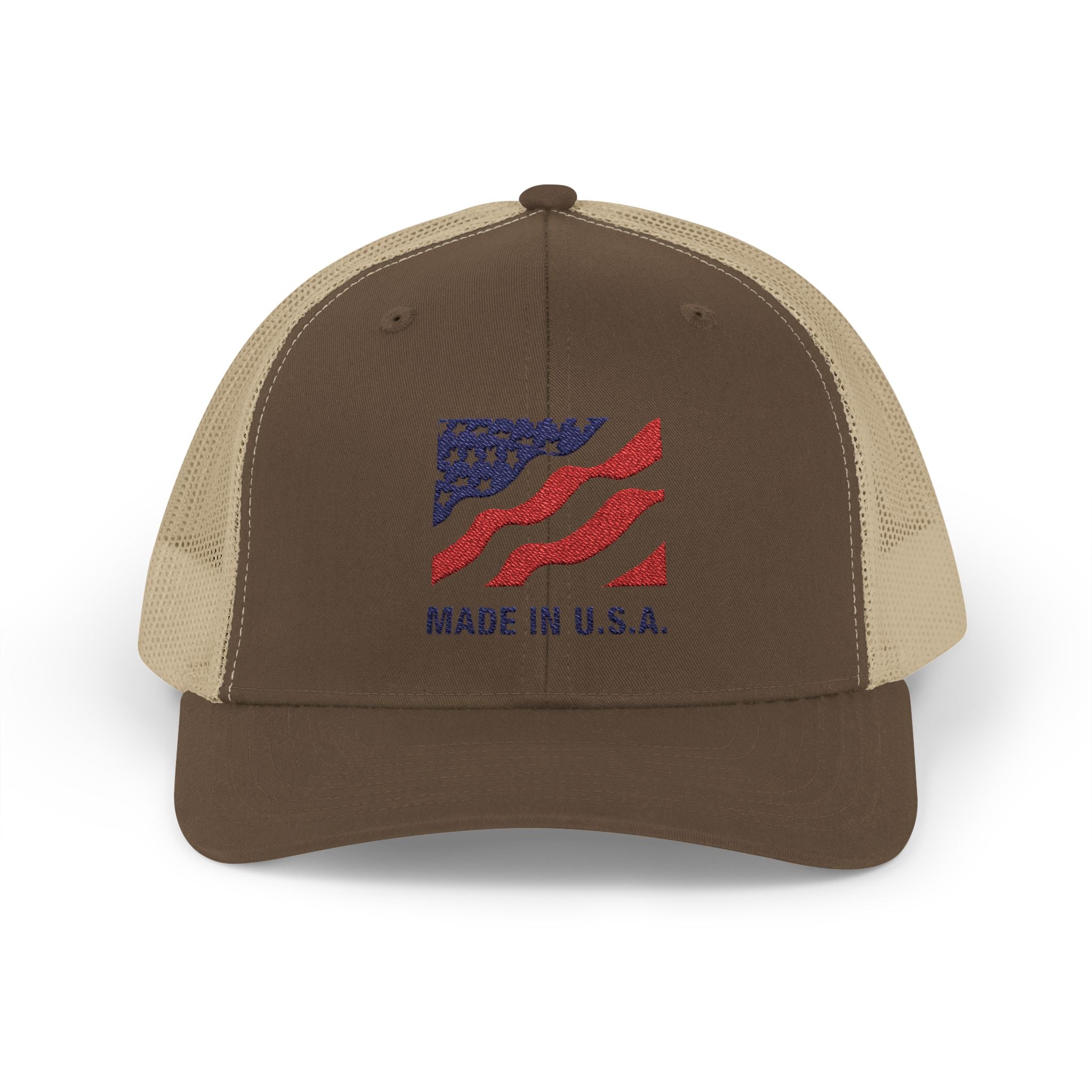Made In The USA Snapback Trucker Cap with Thin Red Line Design, Ideal for First Responders, Supportive Gifts, Memorials, Everyday Wear