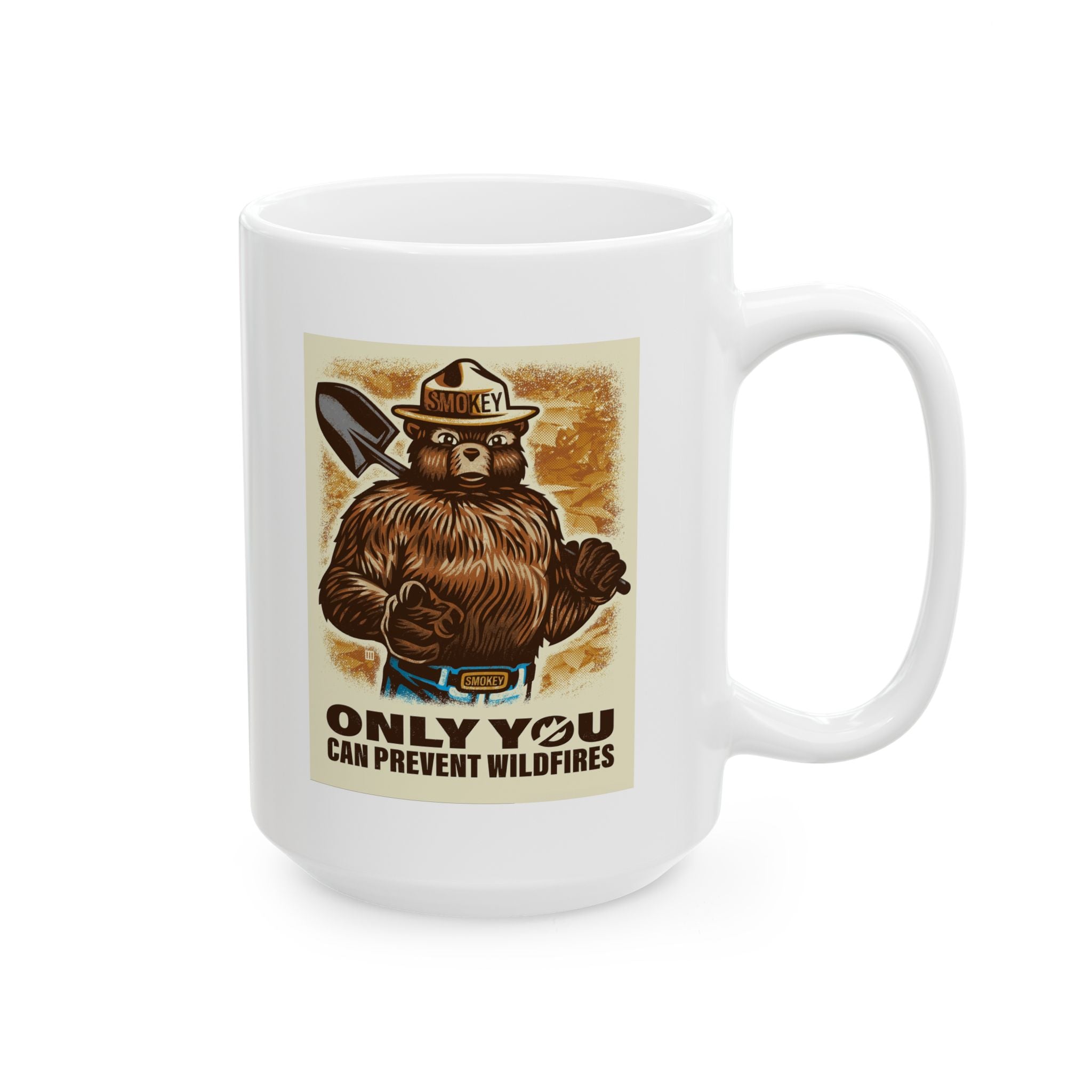 Smokey Bear Firefighter Coffee Mug, Tea Cup, Gift for First Responders, Campfire Enthusiasts, Firefighters Appreciation, Firefighting, Fire