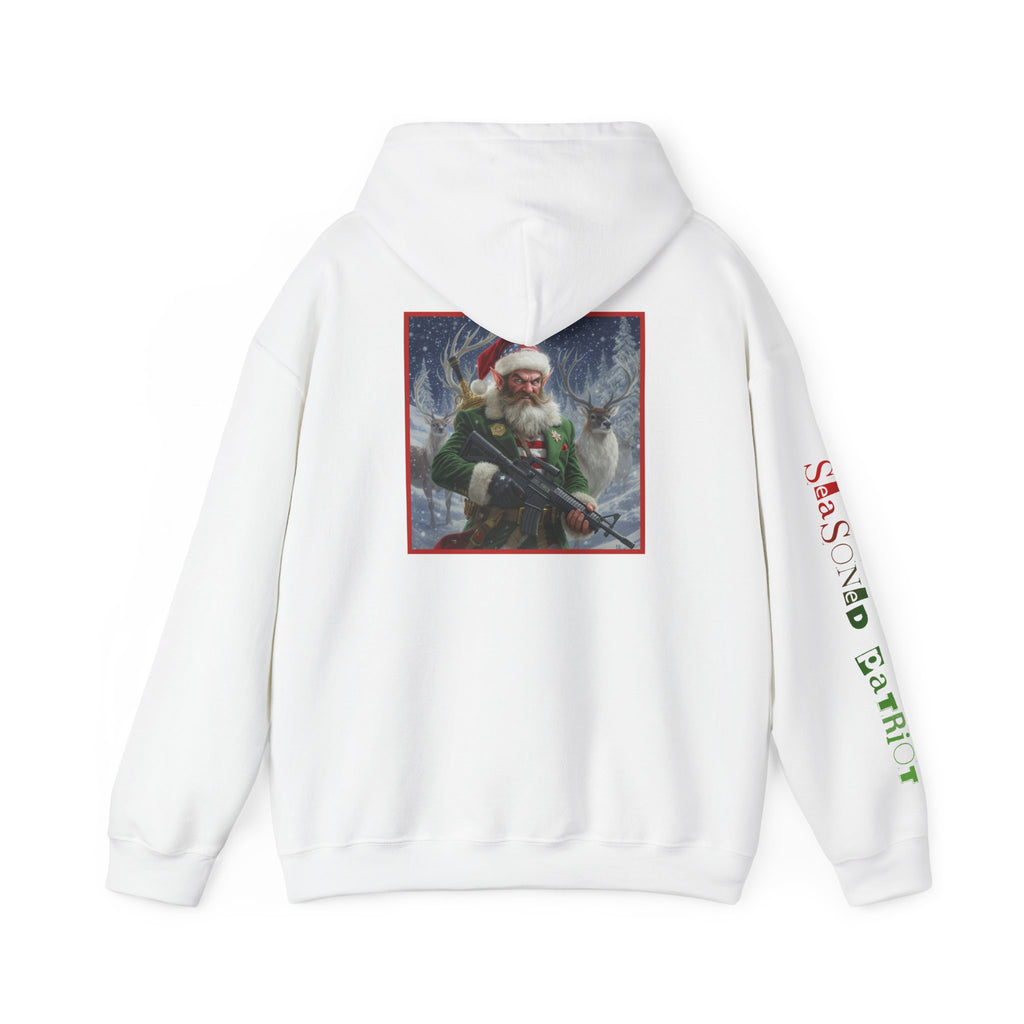 Christmas Elf Patriotic USA Hoodie, Sweatshirt, Unisex Hooded Pullover, Holiday Outerwear, Festive Winter Apparel