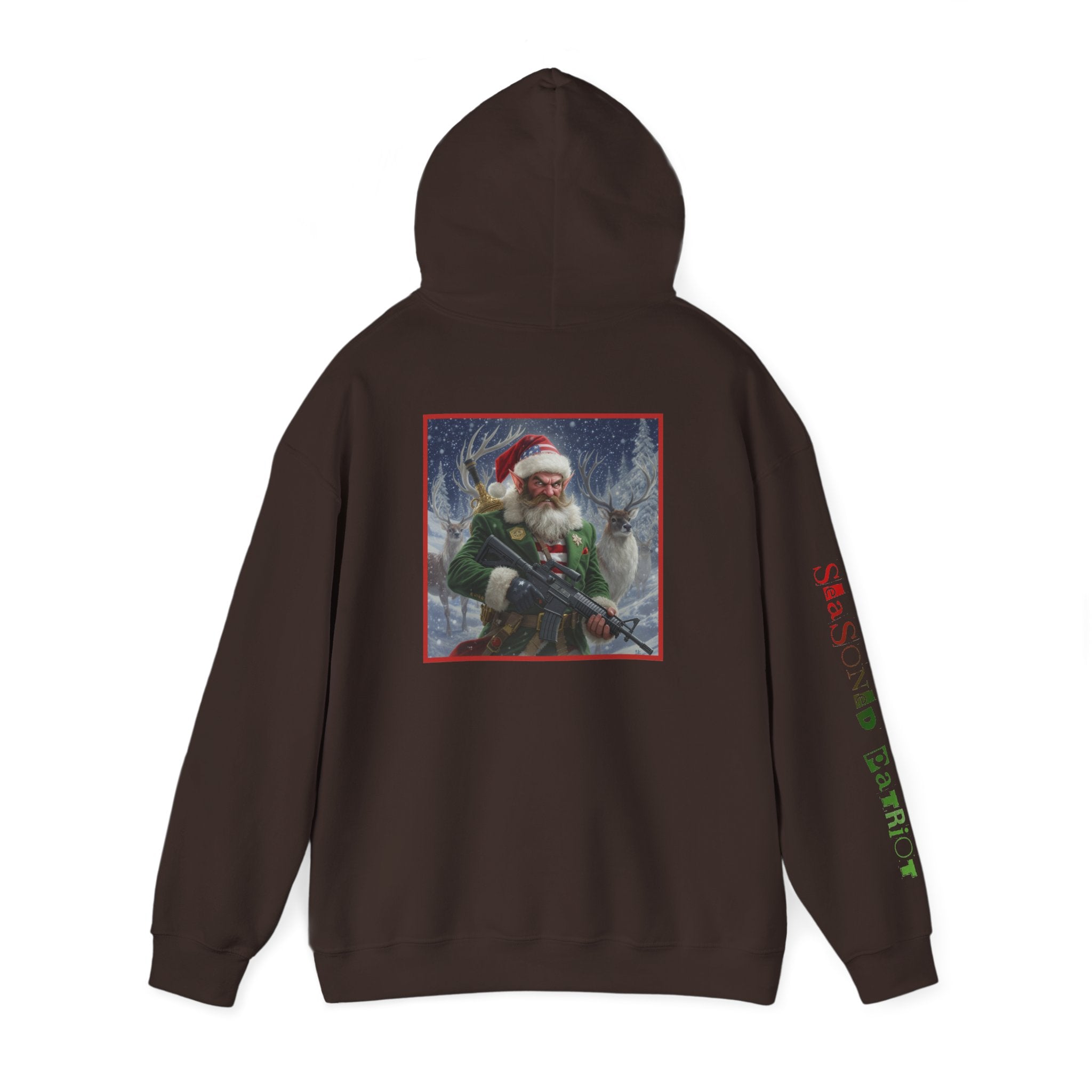 Christmas Elf Patriotic USA Hoodie, Sweatshirt, Unisex Hooded Pullover, Holiday Outerwear, Festive Winter Apparel