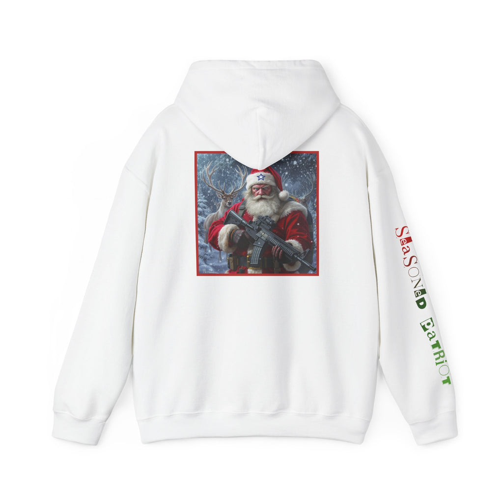 Christmas Santa Claus Patriotic USA Hoodie, Sweatshirt, Unisex Hooded Pullover, Holiday Outerwear, Festive Winter Apparel