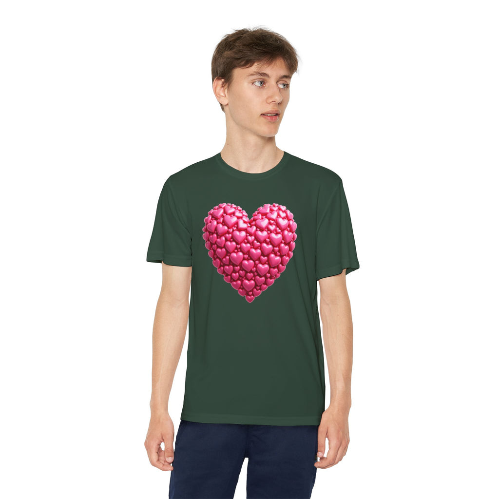 Heart Youth T-Shirt Sports Graphic Tee, Cool Athletic Shirt for Kids, Perfect for Sports Events, Team Spirit