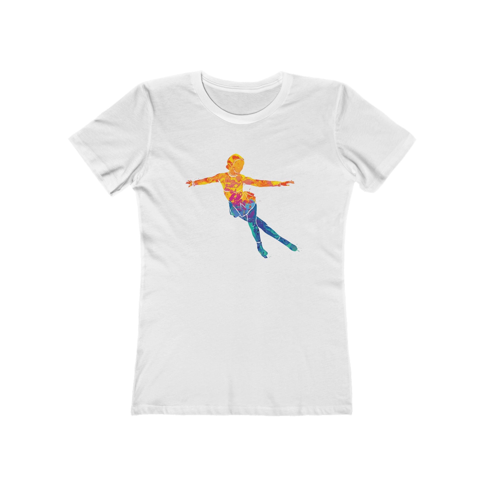 Ice Skating Woman Chic Women's Boyfriend Tee, Casual Outfits, Gift for Her, Weekend Wear, Trendy Style, Everyday Comfort