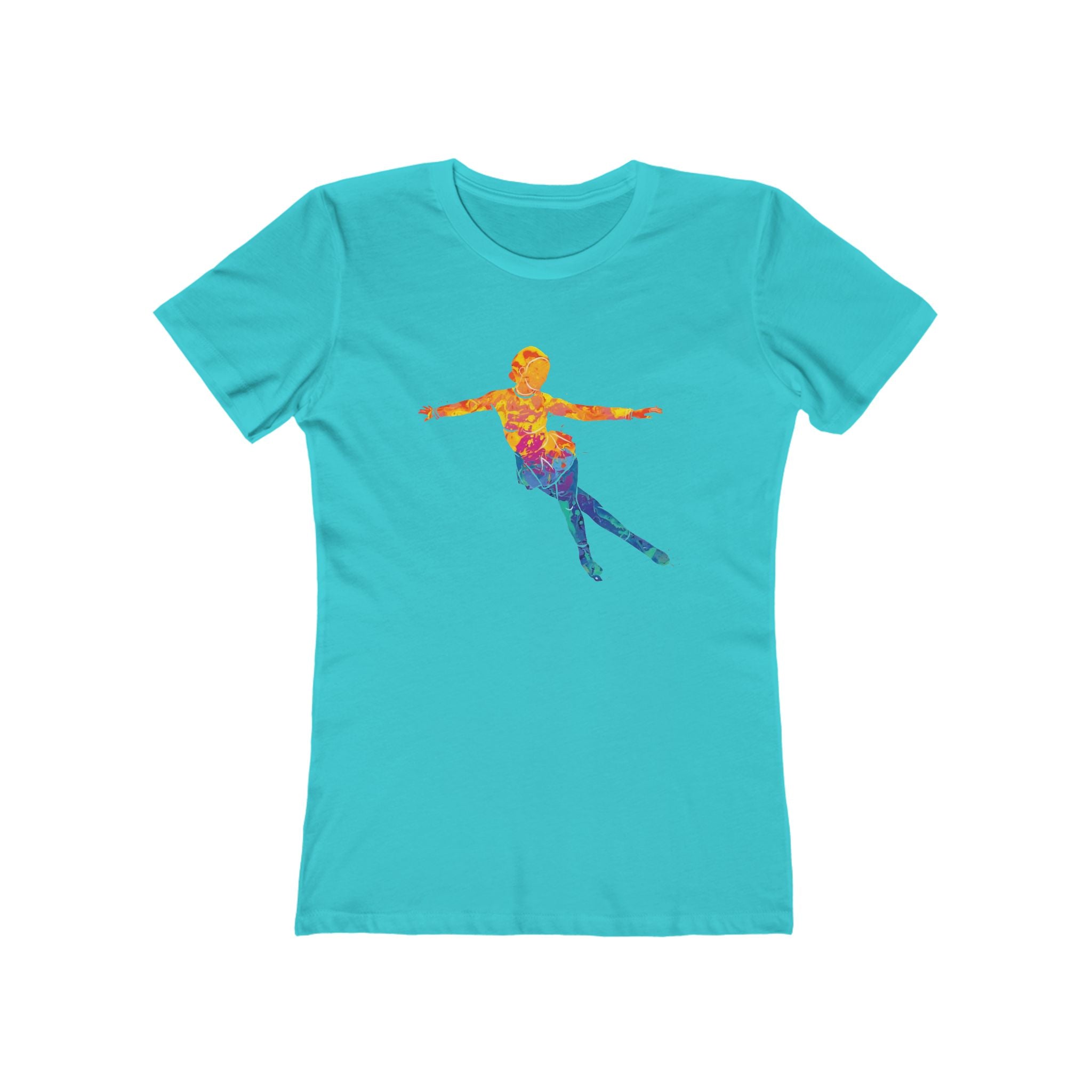 Ice Skating Woman Chic Women's Boyfriend Tee, Casual Outfits, Gift for Her, Weekend Wear, Trendy Style, Everyday Comfort