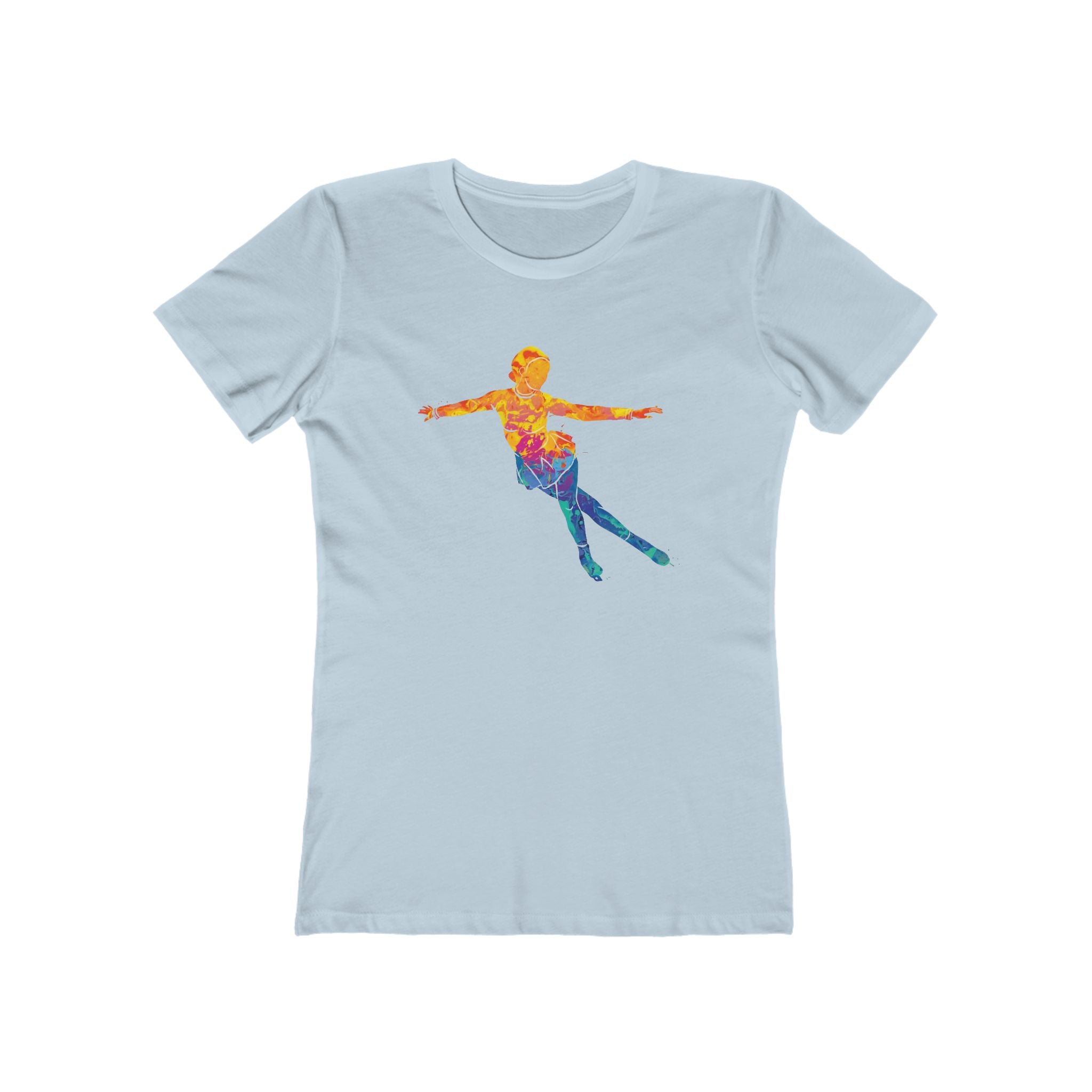 Ice Skating Woman Chic Women's Boyfriend Tee, Casual Outfits, Gift for Her, Weekend Wear, Trendy Style, Everyday Comfort
