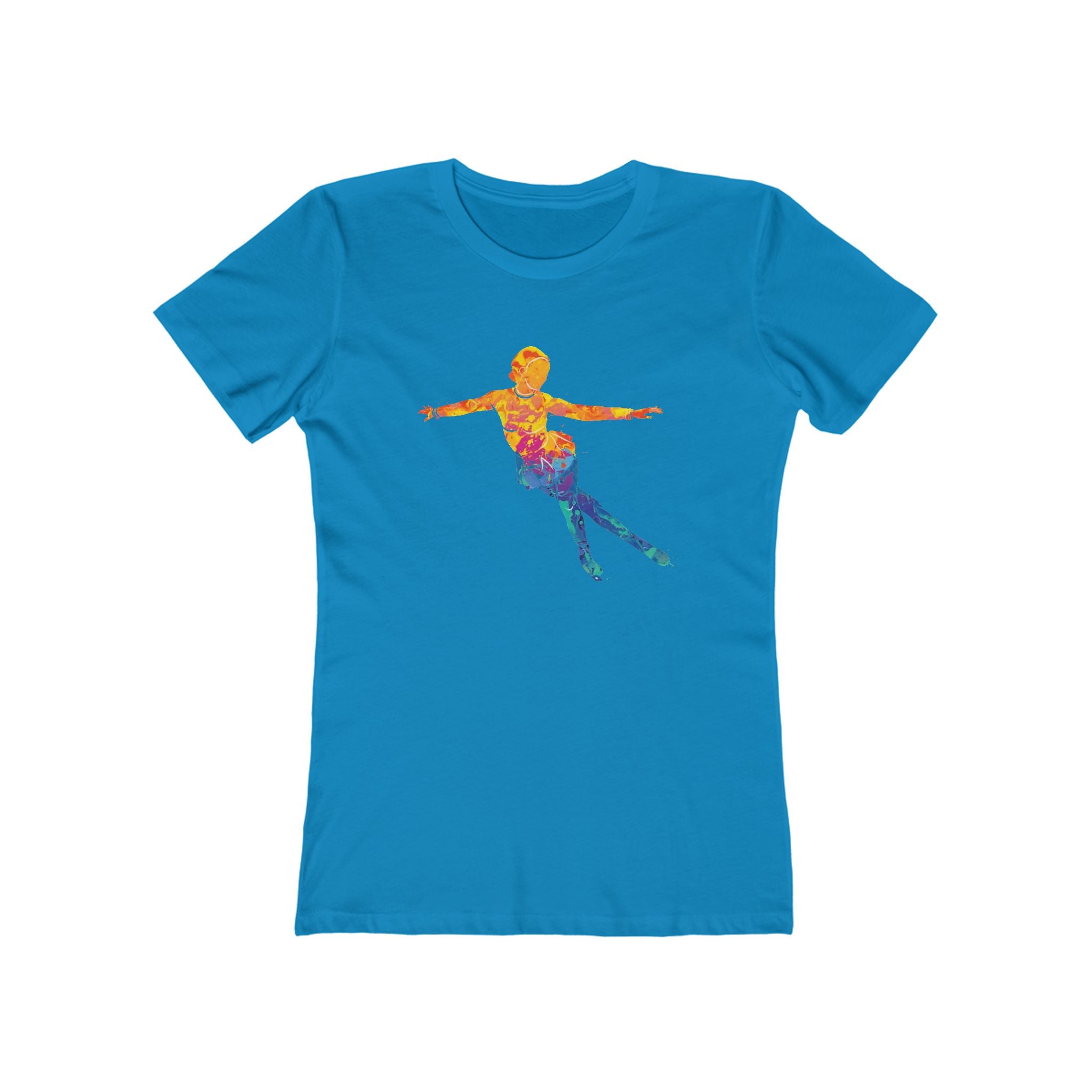 Ice Skating Woman Chic Women's Boyfriend Tee, Casual Outfits, Gift for Her, Weekend Wear, Trendy Style, Everyday Comfort