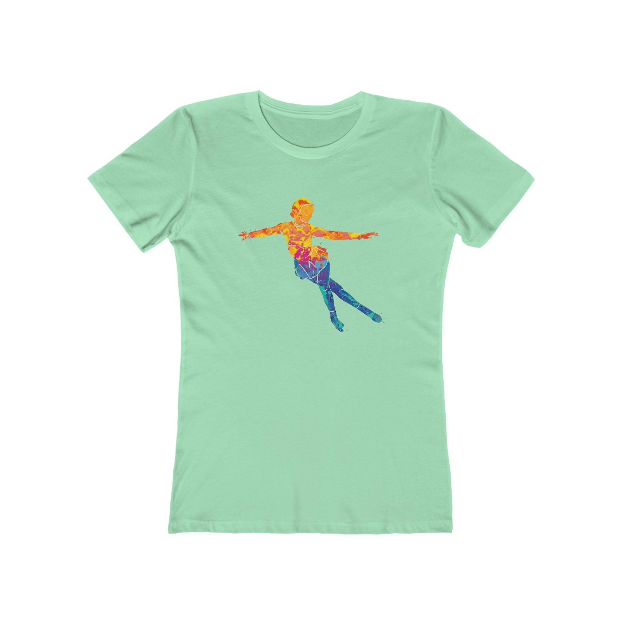 Ice Skating Woman Chic Women's Boyfriend Tee, Casual Outfits, Gift for Her, Weekend Wear, Trendy Style, Everyday Comfort