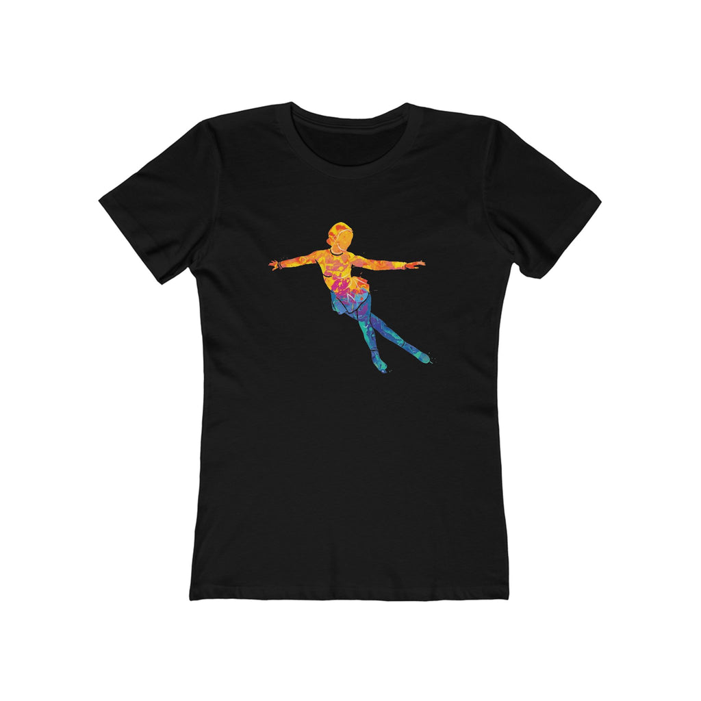 Ice Skating Woman Chic Women's Boyfriend Tee, Casual Outfits, Gift for Her, Weekend Wear, Trendy Style, Everyday Comfort