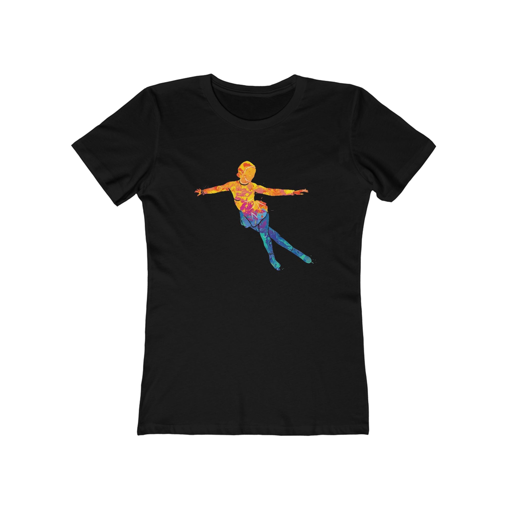 Ice Skating Woman Chic Women's Boyfriend Tee, Casual Outfits, Gift for Her, Weekend Wear, Trendy Style, Everyday Comfort