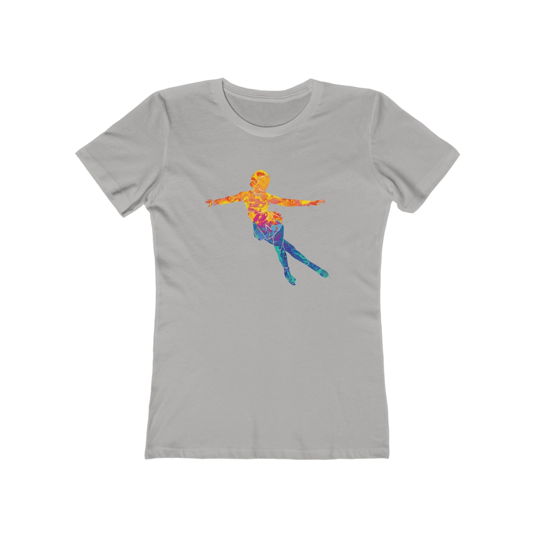 Ice Skating Woman Chic Women's Boyfriend Tee, Casual Outfits, Gift for Her, Weekend Wear, Trendy Style, Everyday Comfort