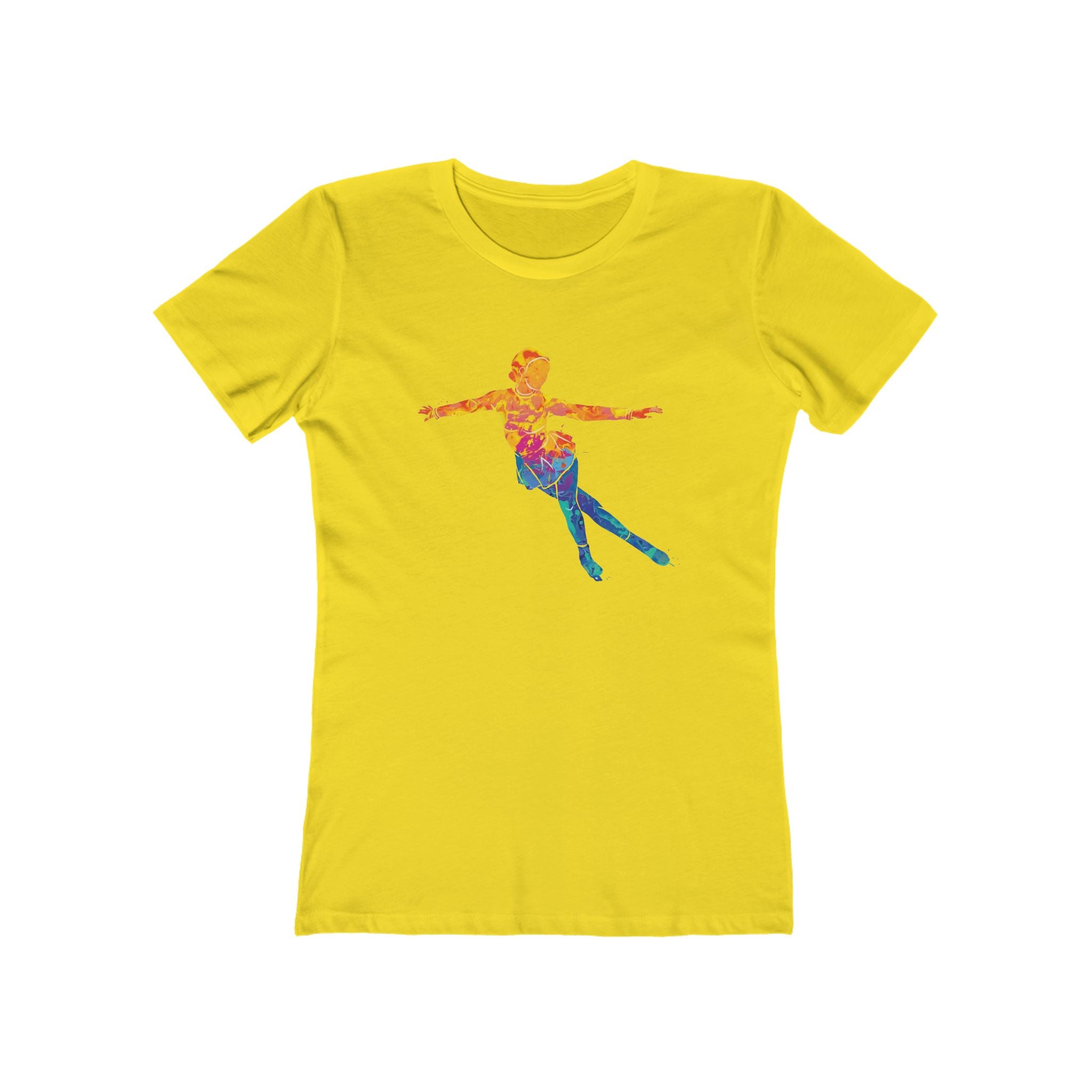 Ice Skating Woman Chic Women's Boyfriend Tee, Casual Outfits, Gift for Her, Weekend Wear, Trendy Style, Everyday Comfort