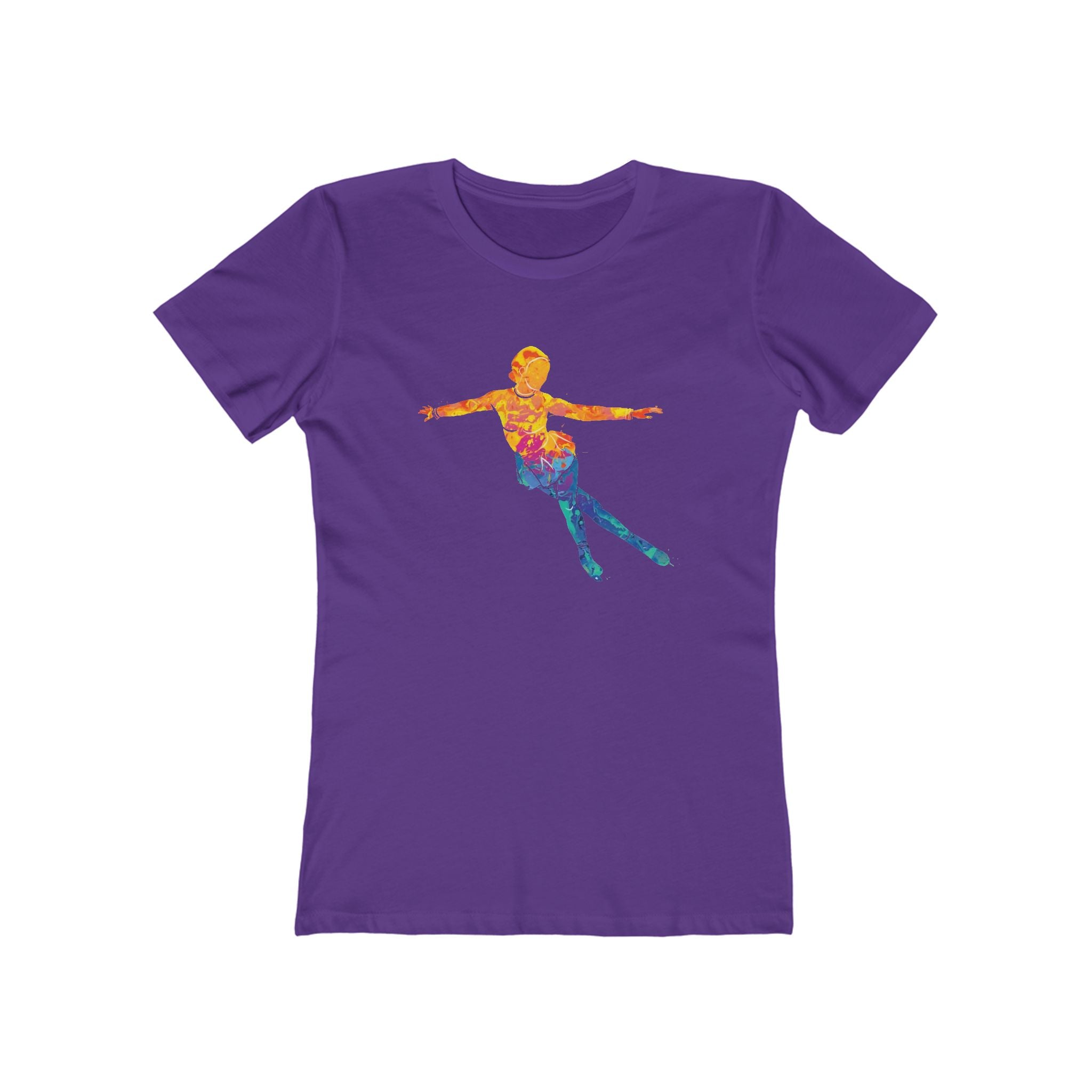 Ice Skating Woman Chic Women's Boyfriend Tee, Casual Outfits, Gift for Her, Weekend Wear, Trendy Style, Everyday Comfort