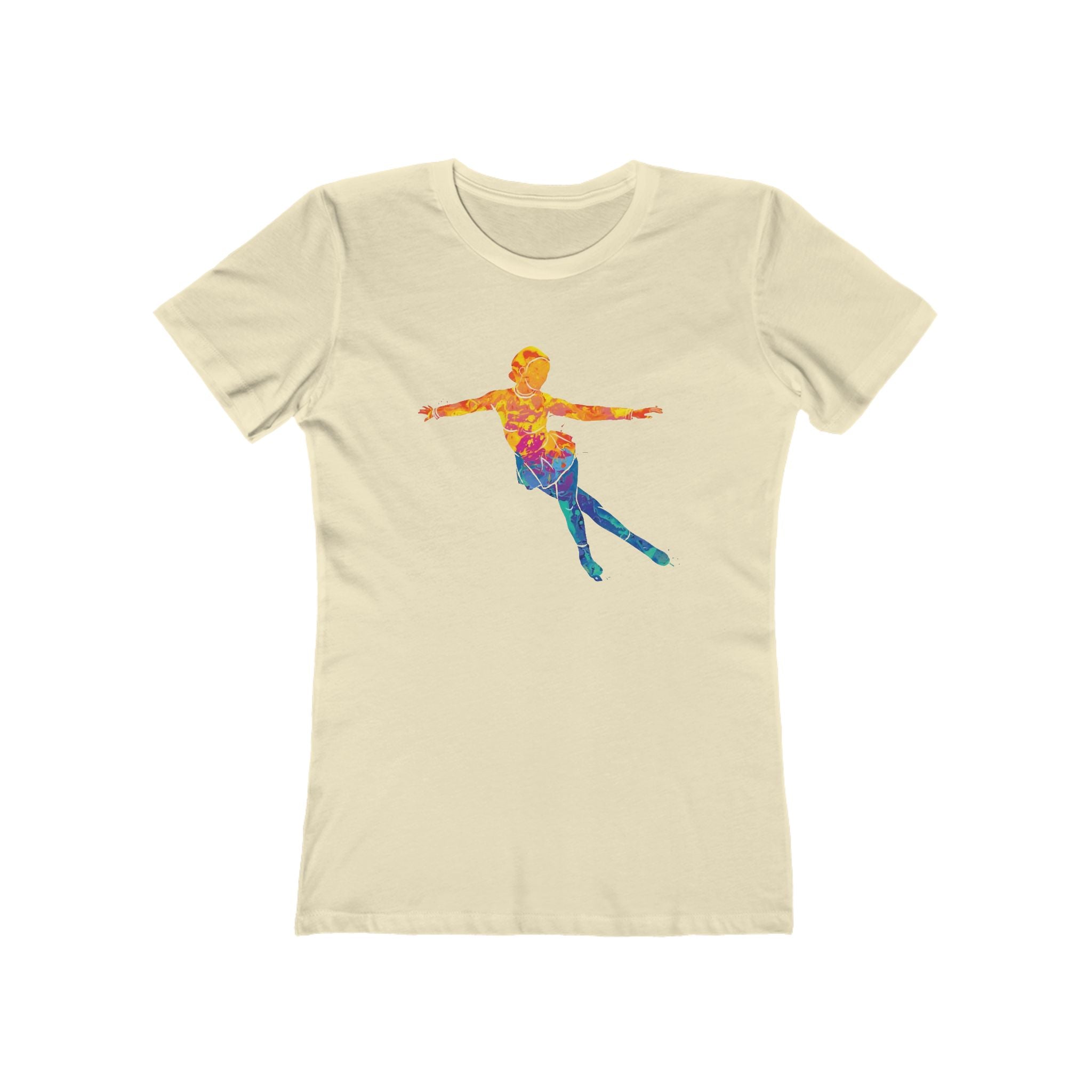 Ice Skating Woman Chic Women's Boyfriend Tee, Casual Outfits, Gift for Her, Weekend Wear, Trendy Style, Everyday Comfort