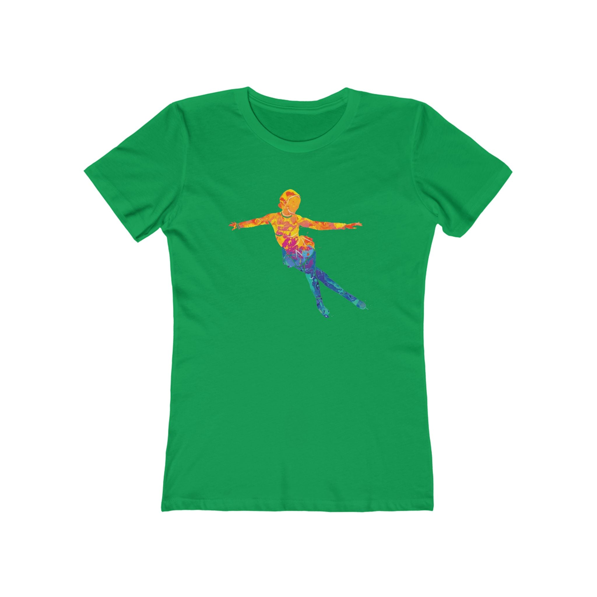 Ice Skating Woman Chic Women's Boyfriend Tee, Casual Outfits, Gift for Her, Weekend Wear, Trendy Style, Everyday Comfort