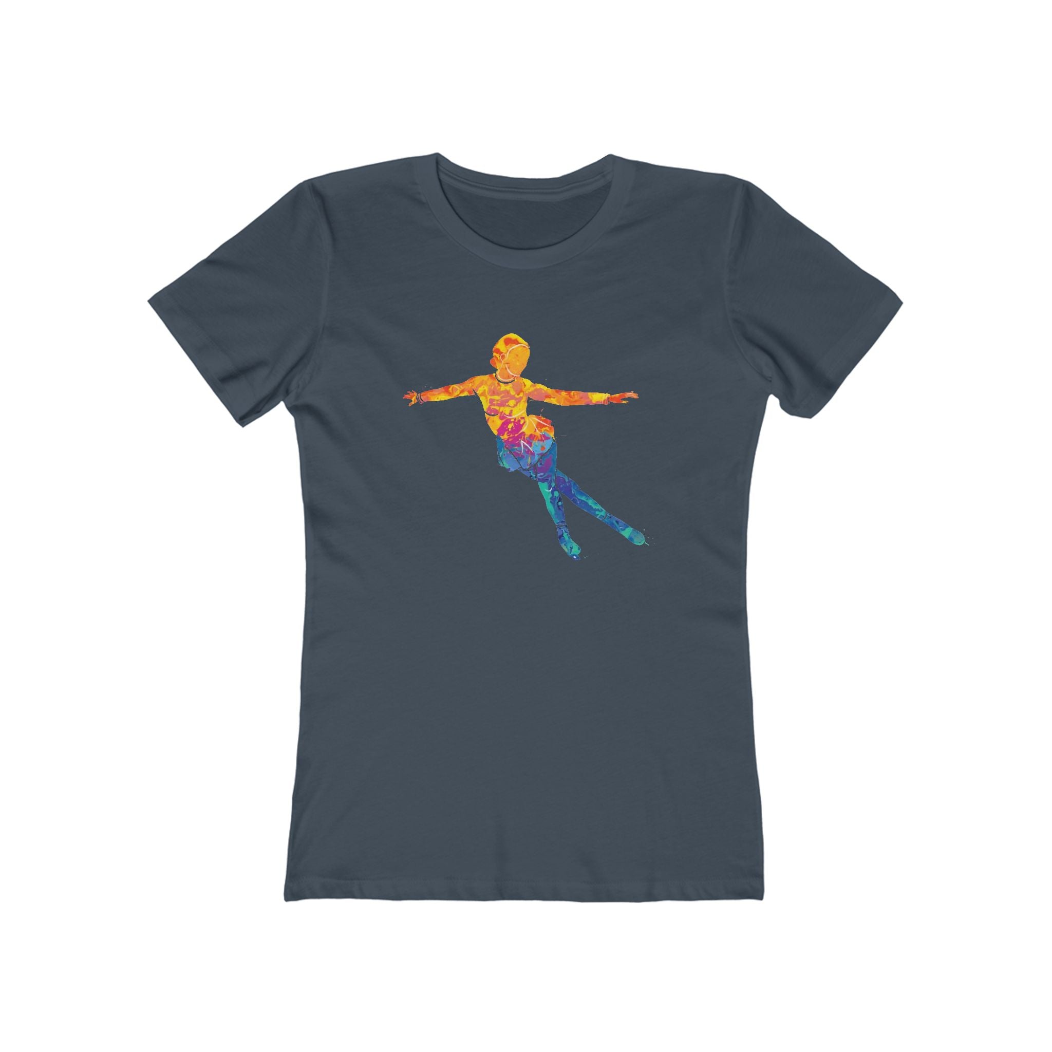 Ice Skating Woman Chic Women's Boyfriend Tee, Casual Outfits, Gift for Her, Weekend Wear, Trendy Style, Everyday Comfort