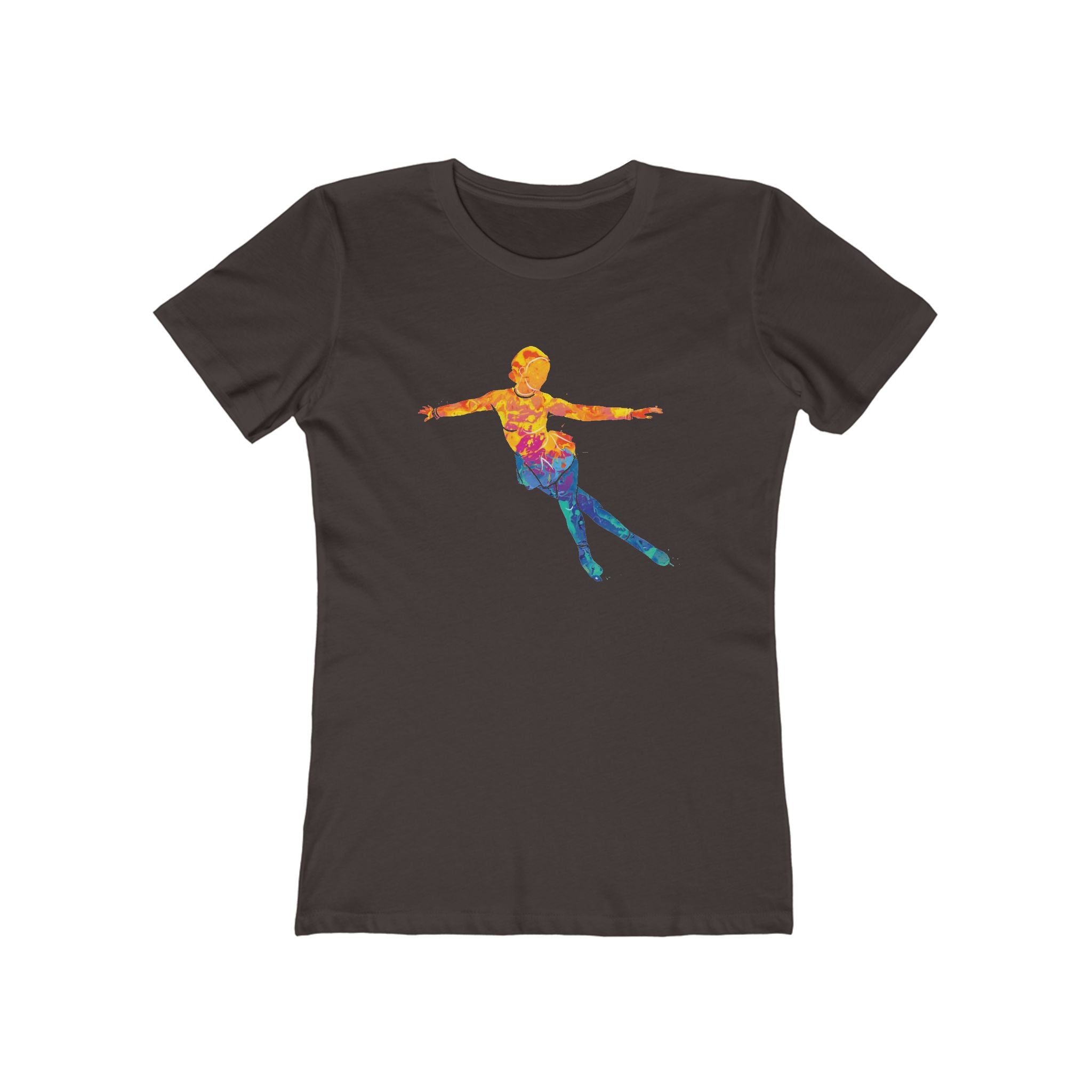 Ice Skating Woman Chic Women's Boyfriend Tee, Casual Outfits, Gift for Her, Weekend Wear, Trendy Style, Everyday Comfort