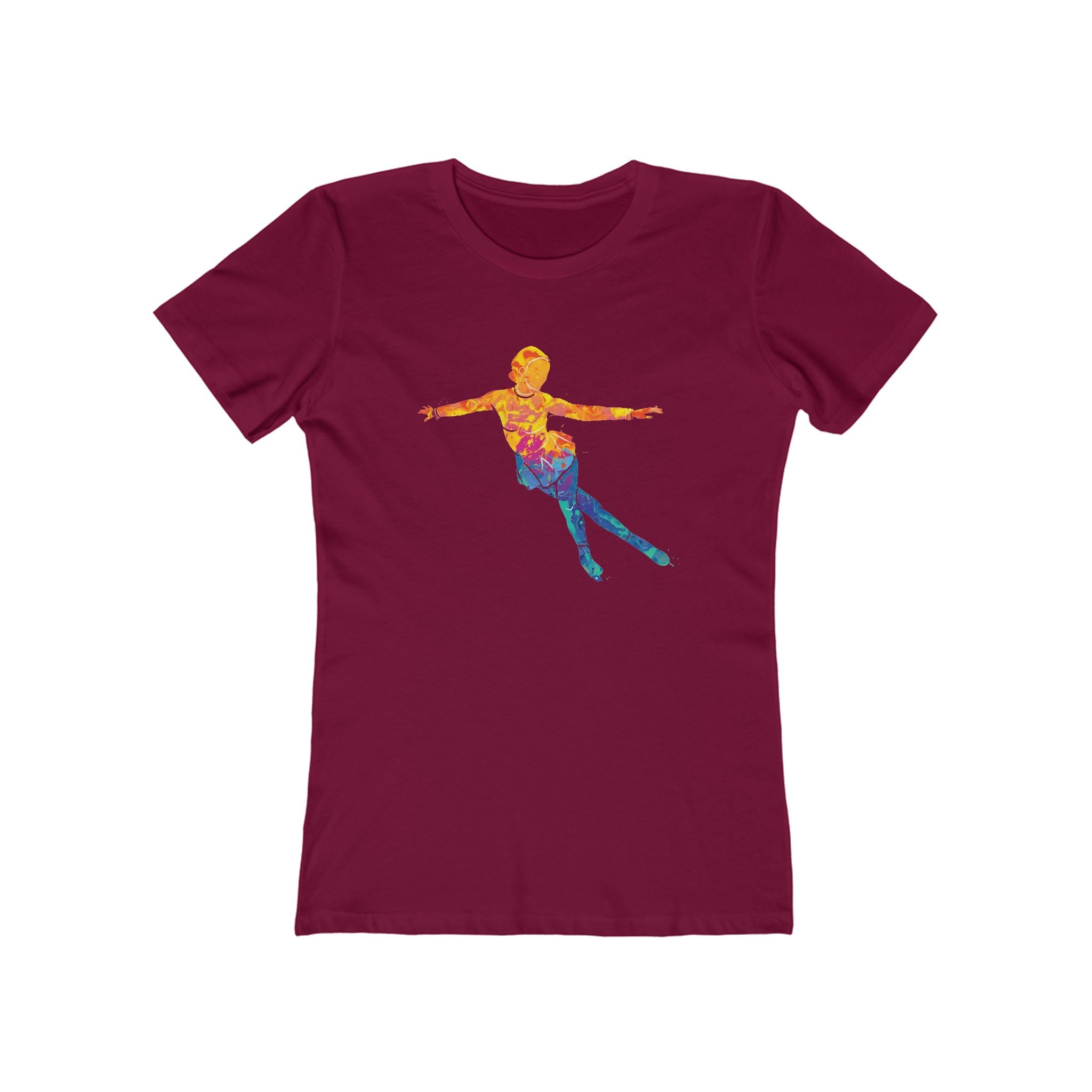 Ice Skating Woman Chic Women's Boyfriend Tee, Casual Outfits, Gift for Her, Weekend Wear, Trendy Style, Everyday Comfort