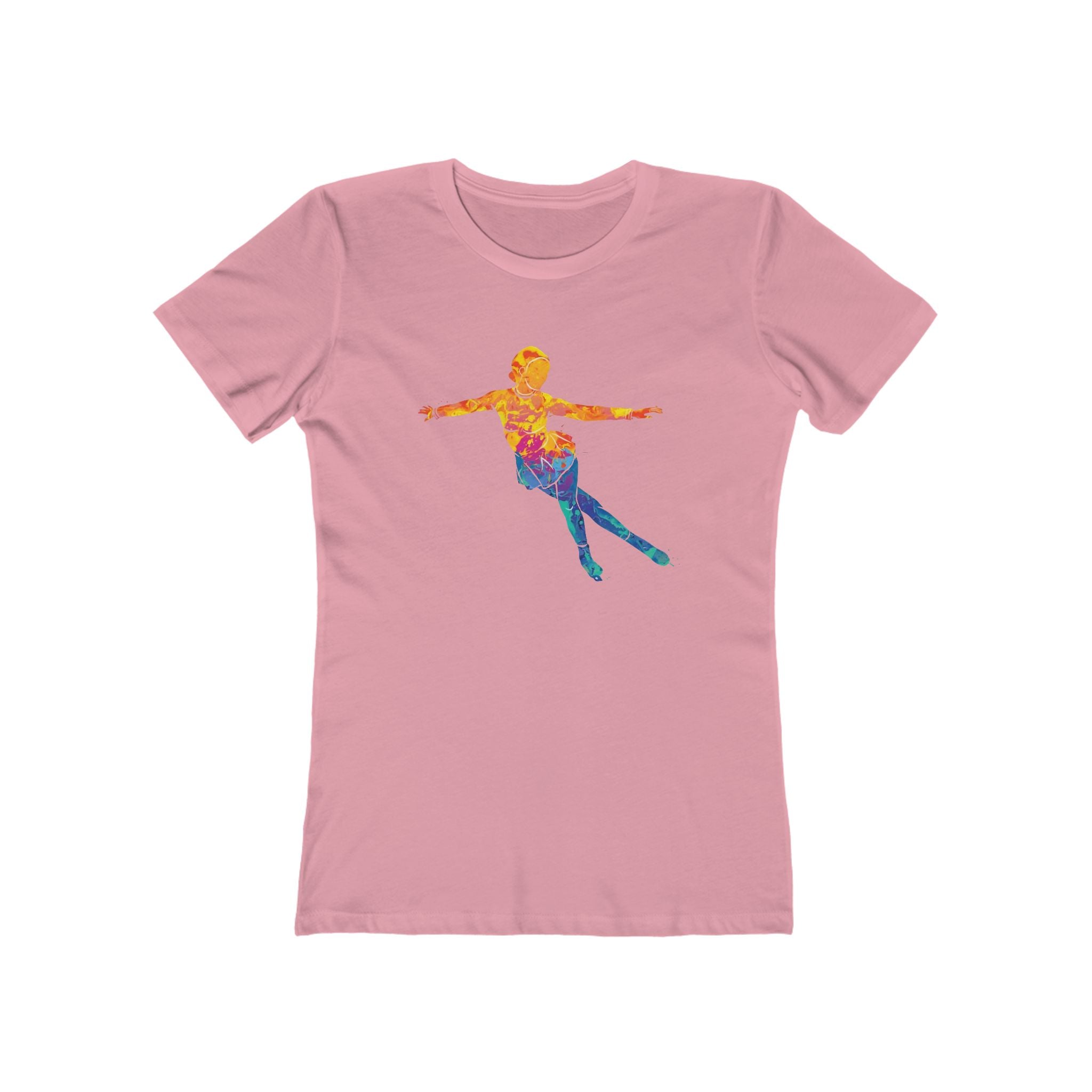 Ice Skating Woman Chic Women's Boyfriend Tee, Casual Outfits, Gift for Her, Weekend Wear, Trendy Style, Everyday Comfort