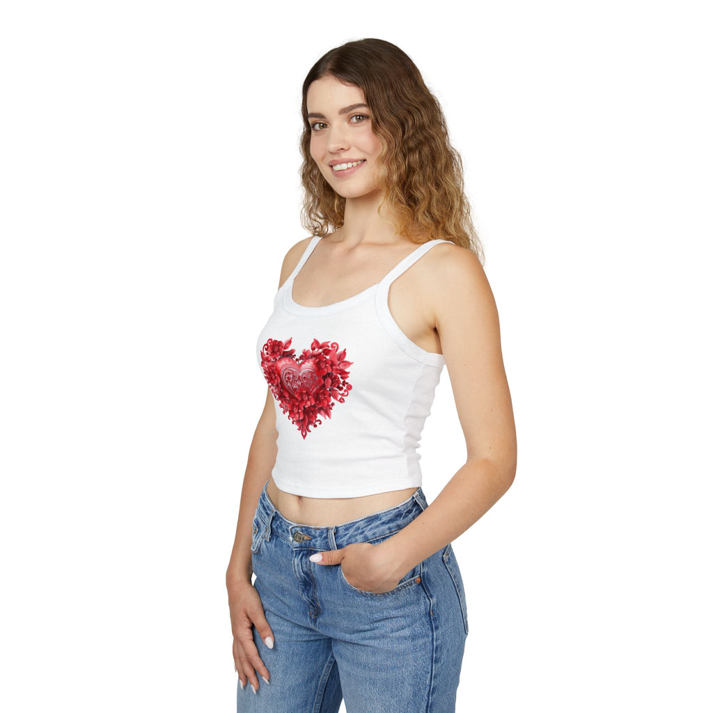 Heart Tank Top, Love Cami, Valentine's Day Shirt, Romantic Sleeveless Tee, Women's Summer Blouse, Cute Spaghetti Strap Tank