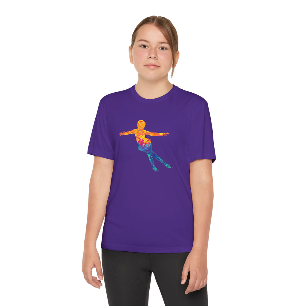 Ice Skating Youth Sports Graphic Tee, Cool Athletic Shirt for Kids, Perfect for Sports Events, Team Spirit, Birthday Gift, Summer Activities