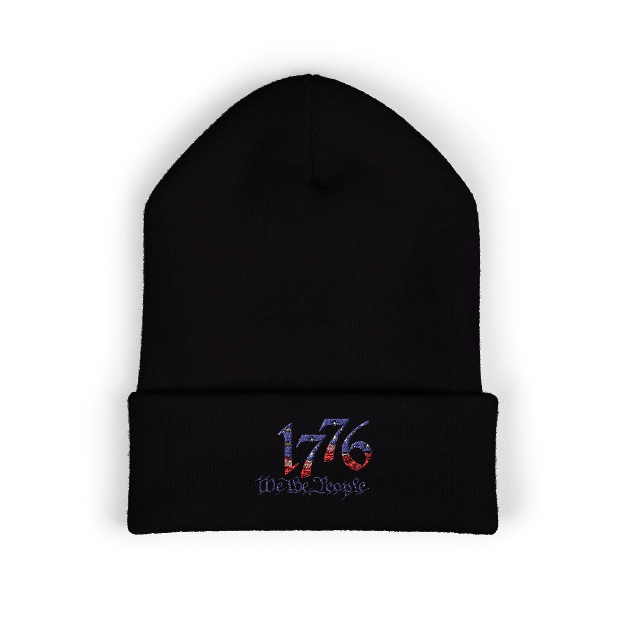 Embroidered Patriotic Beanie, 1776 USA Flag Knit Hat, American Constitution Winter Cap, Founding Fathers Headwear, Red White Blue Beanie