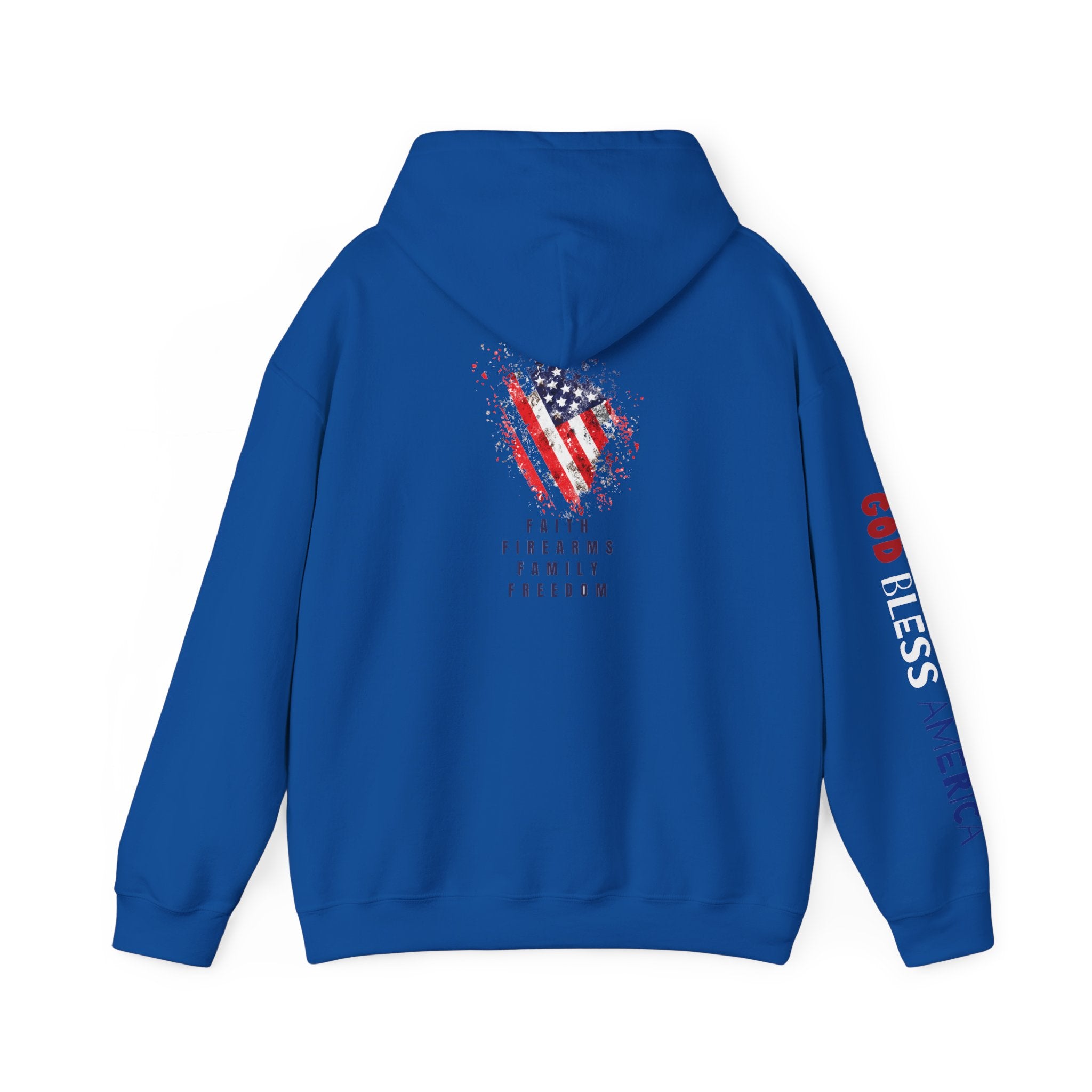 Faith Family Firearms Freedom Hooded Sweatshirt with Faith, Family, Firearms & Freedom Design - Unisex Cozy Wear for Celebrations