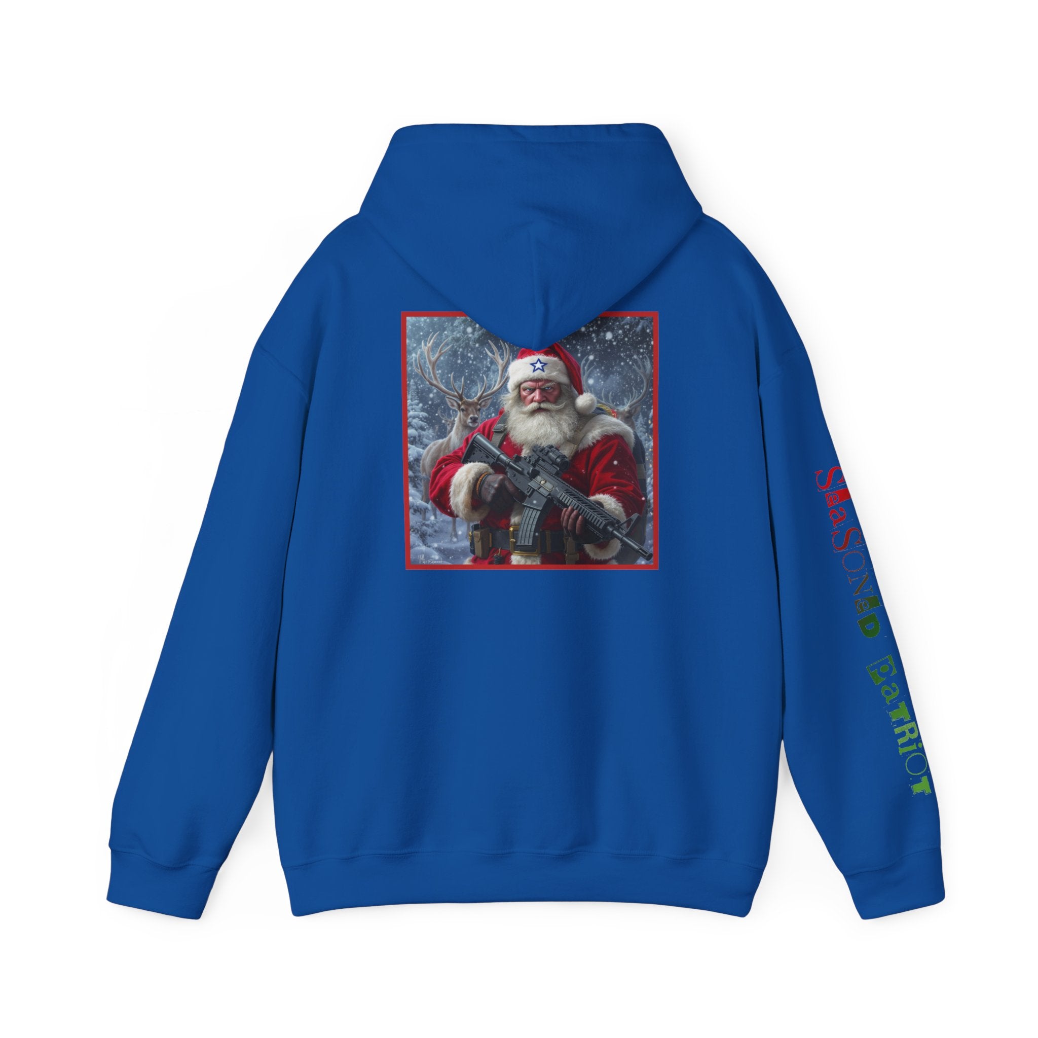 Christmas Santa Claus Patriotic USA Hoodie, Sweatshirt, Unisex Hooded Pullover, Holiday Outerwear, Festive Winter Apparel