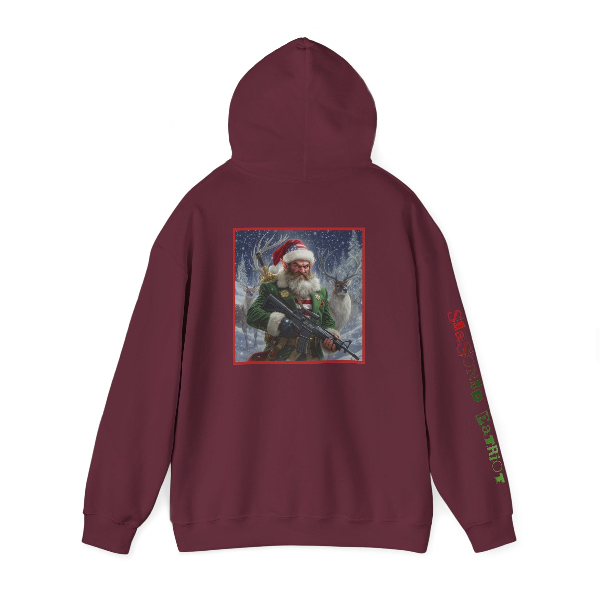 Christmas Elf Patriotic USA Hoodie, Sweatshirt, Unisex Hooded Pullover, Holiday Outerwear, Festive Winter Apparel