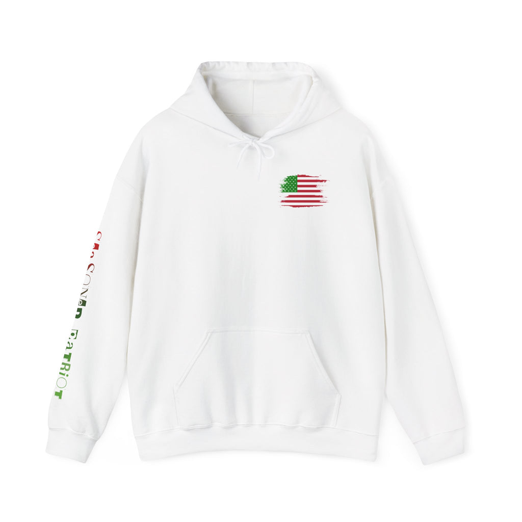 Christmas Elf Patriotic USA Hoodie, Sweatshirt, Unisex Hooded Pullover, Holiday Outerwear, Festive Winter Apparel