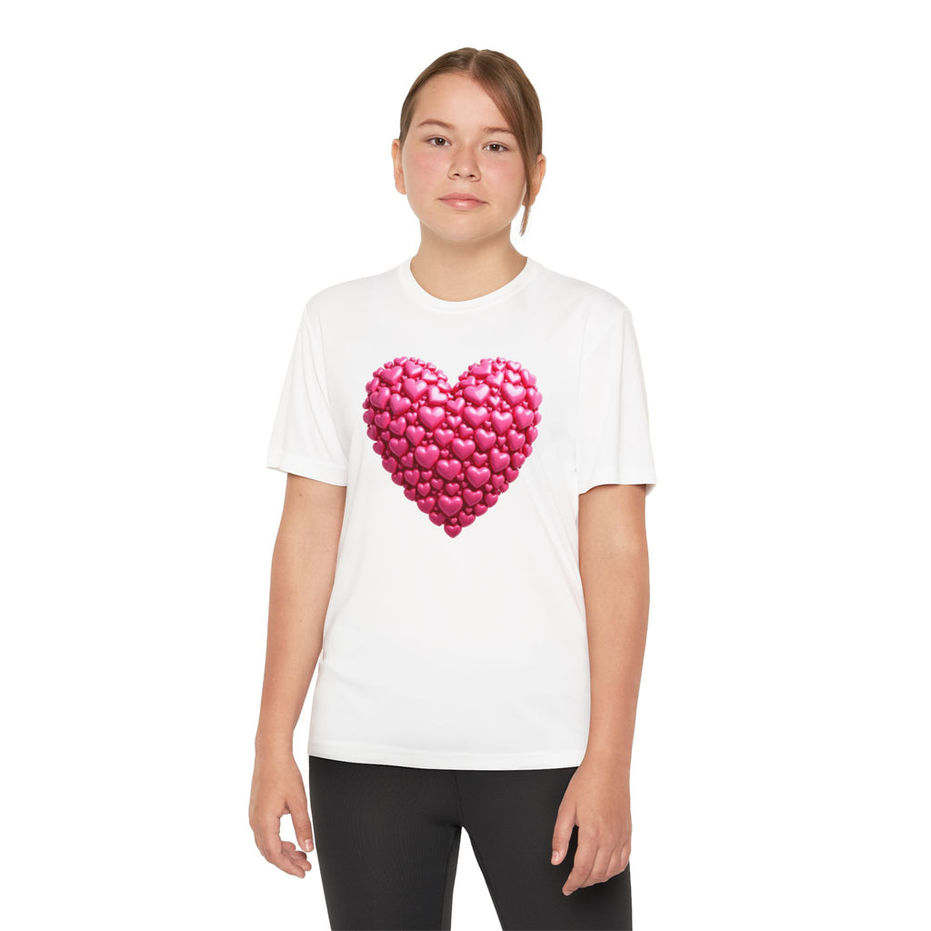 Heart Youth T-Shirt Sports Graphic Tee, Cool Athletic Shirt for Kids, Perfect for Sports Events, Team Spirit