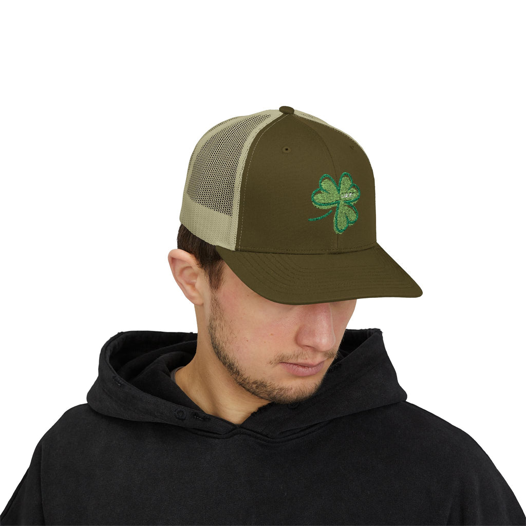 St. Patrick's Day Lucky 4-Leaf Clover Snapback Trucker Cap