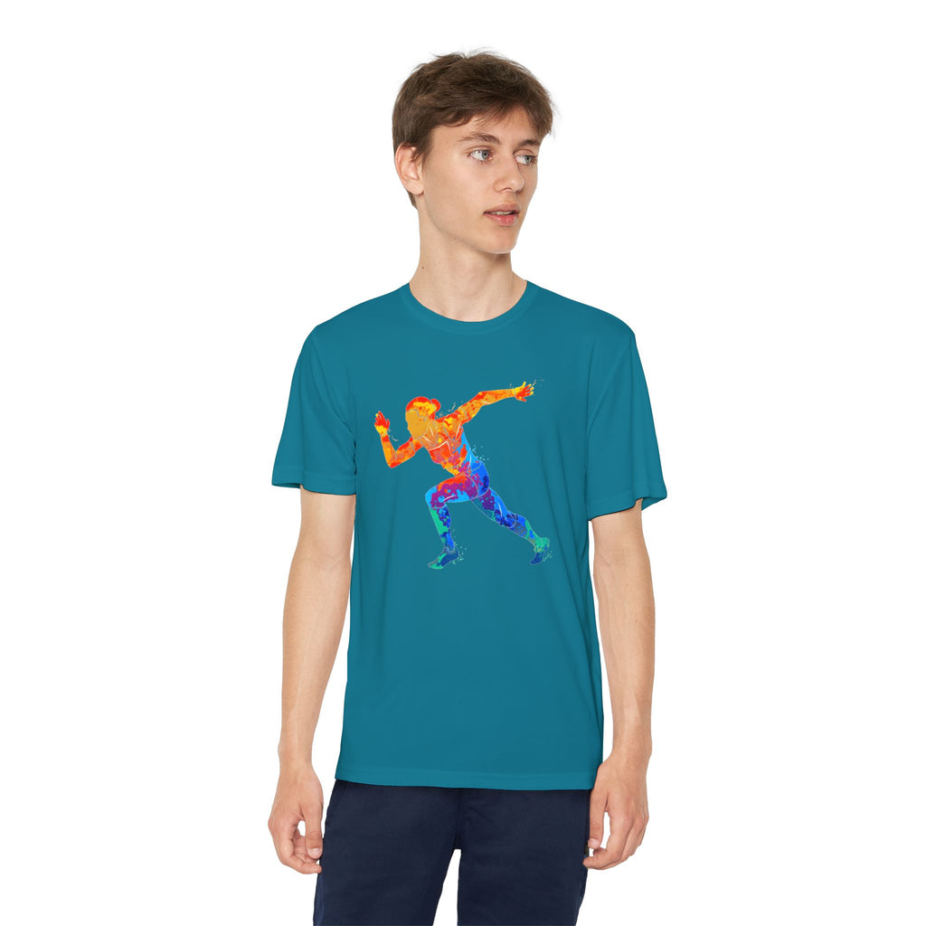 Running Youth T-Shirt Sports Graphic Tee, Cool Athletic Shirt for Kids, Perfect for Sports Events, Team Spirit