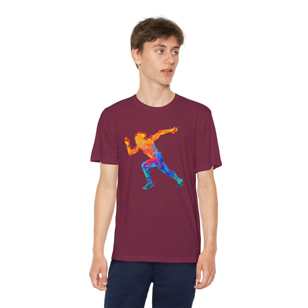 Running Youth T-Shirt Sports Graphic Tee, Cool Athletic Shirt for Kids, Perfect for Sports Events, Team Spirit