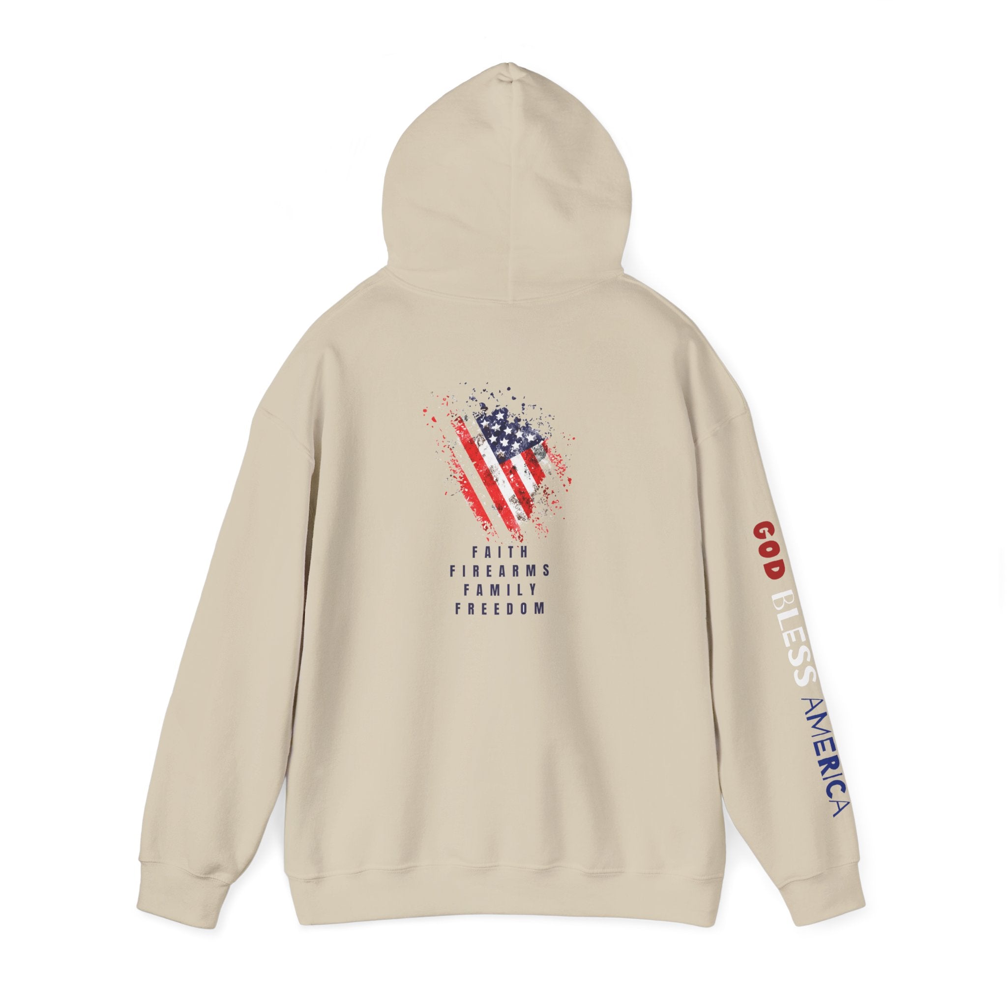 Faith Family Firearms Freedom Hooded Sweatshirt with Faith, Family, Firearms & Freedom Design - Unisex Cozy Wear for Celebrations