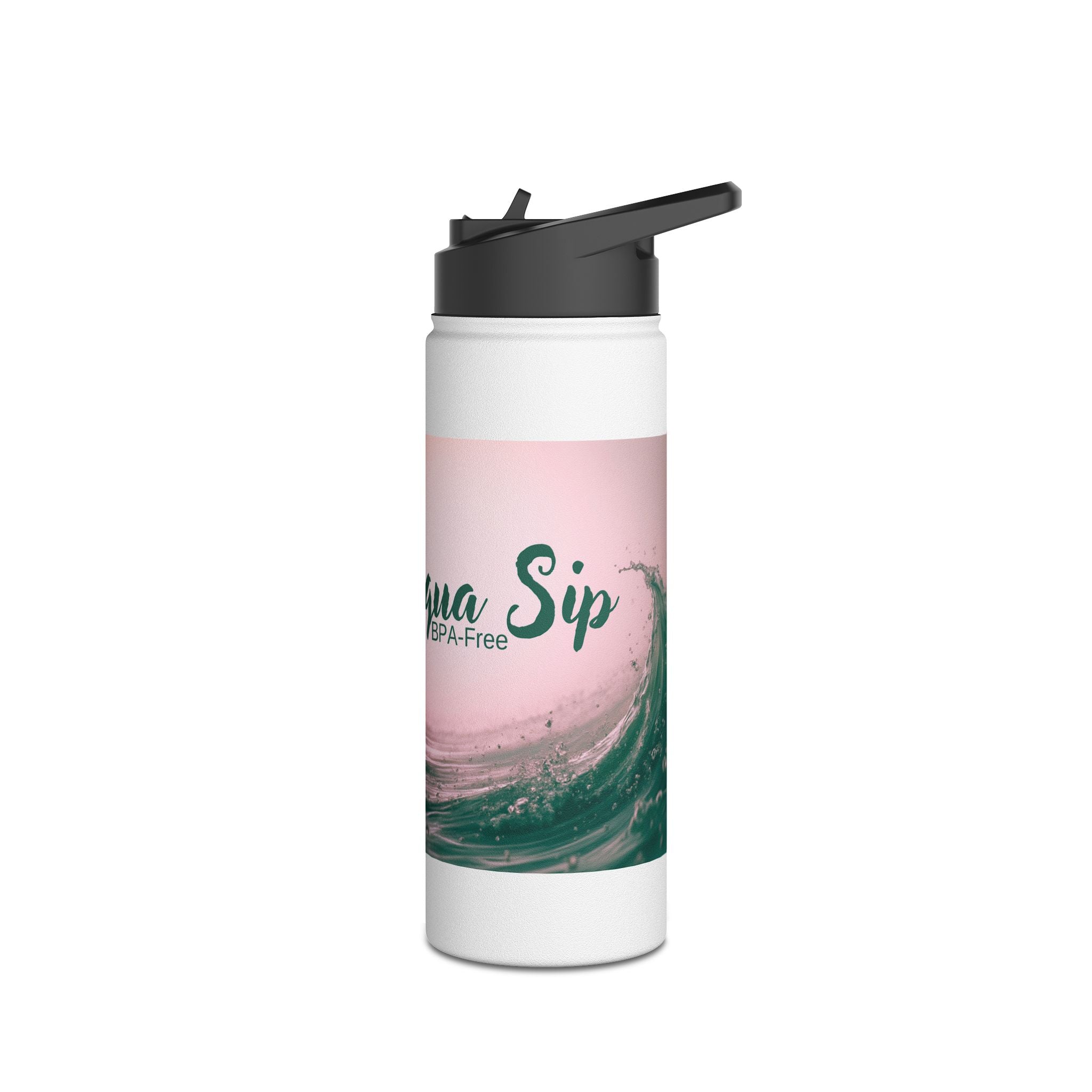 Aqua Wave Stainless Steel Water Bottle, Hydration Gift, Outdoor Adventure, Beach Vibes, Eco-Friendly, Travel Companion