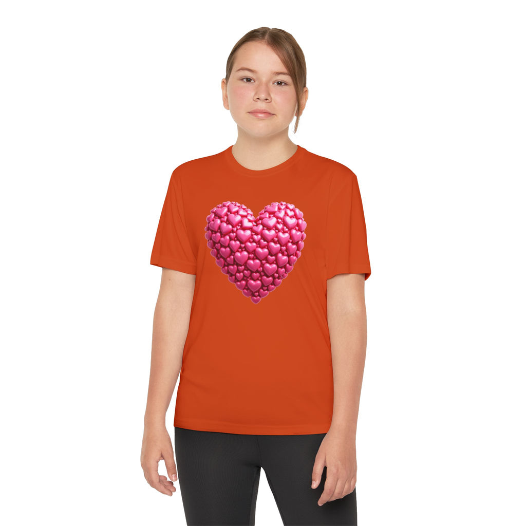Heart Youth T-Shirt Sports Graphic Tee, Cool Athletic Shirt for Kids, Perfect for Sports Events, Team Spirit