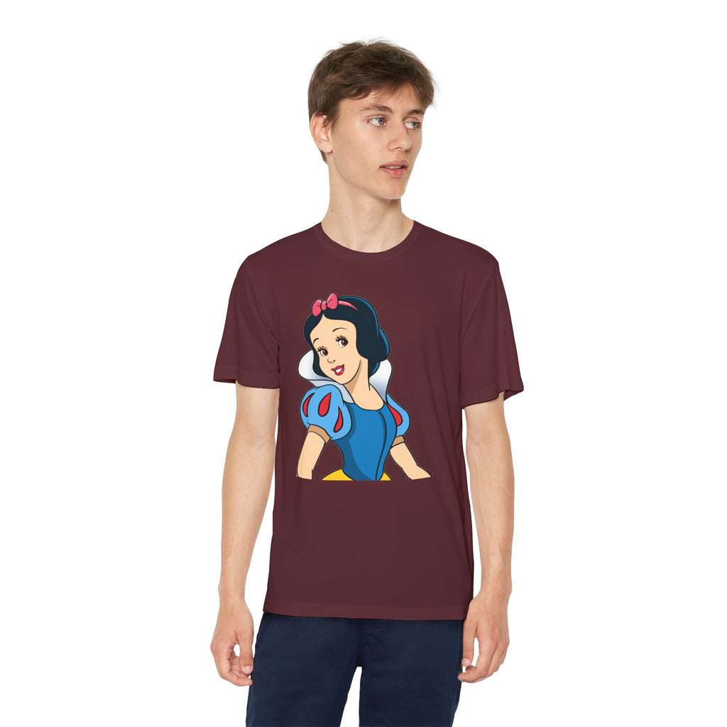 Snow White Youth T-Shirt Sports Graphic Tee, Cool Athletic Shirt for Kids, Perfect for Sports Events, Team Spirit