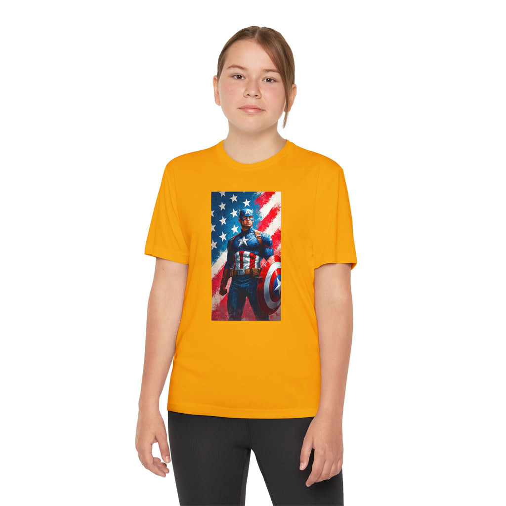 Captain America Superhero Marvel Patriotic, Kids Graphic T-Shirt, Boys Hero Top, Girls Comic Book Clothing, Birthday