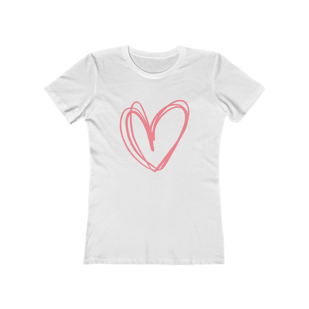 Heart Chic Women's Boyfriend Tee, Casual Outfits, Gift for Her, Weekend Wear, Trendy Style, Everyday Comfort