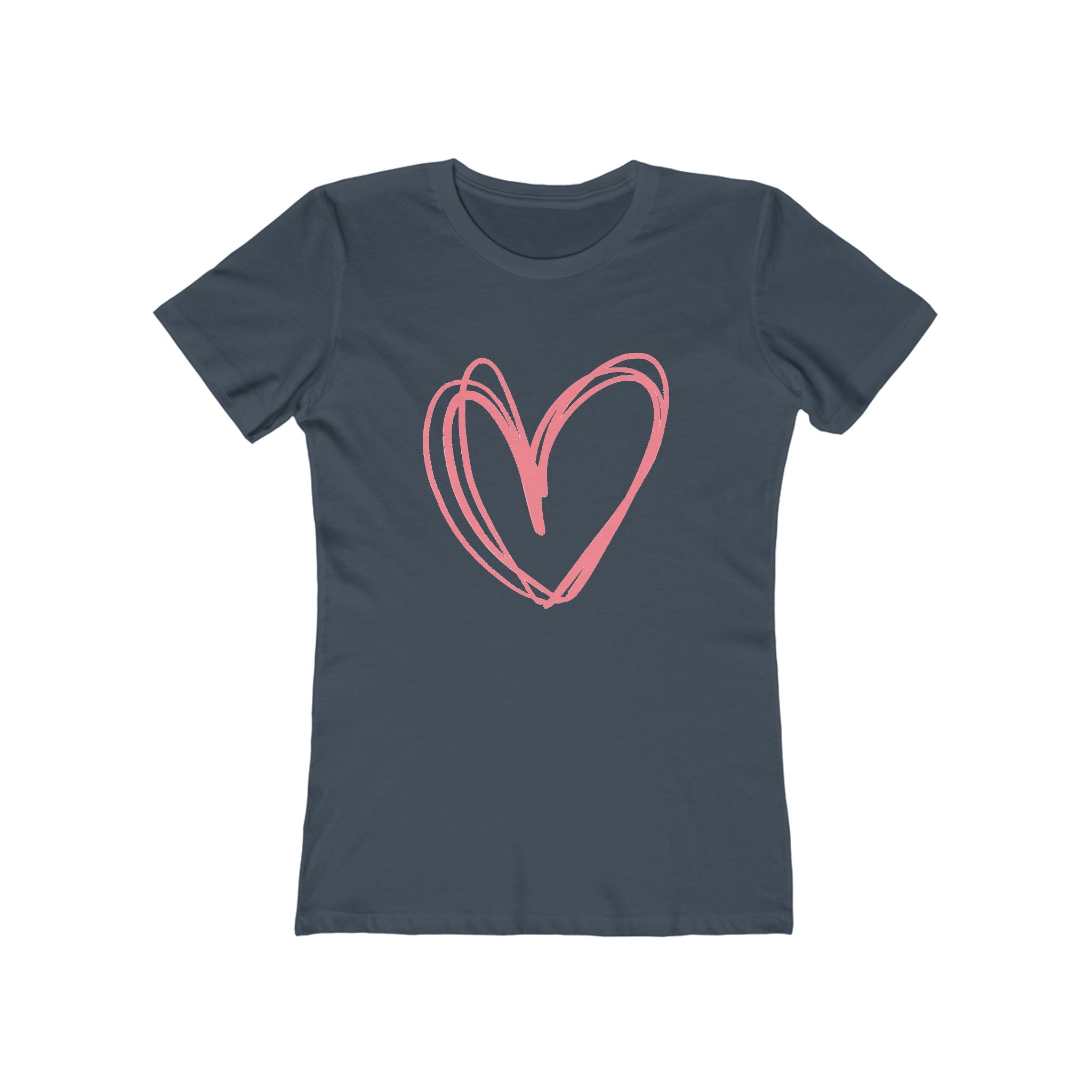 Heart Chic Women's Boyfriend Tee, Casual Outfits, Gift for Her, Weekend Wear, Trendy Style, Everyday Comfort