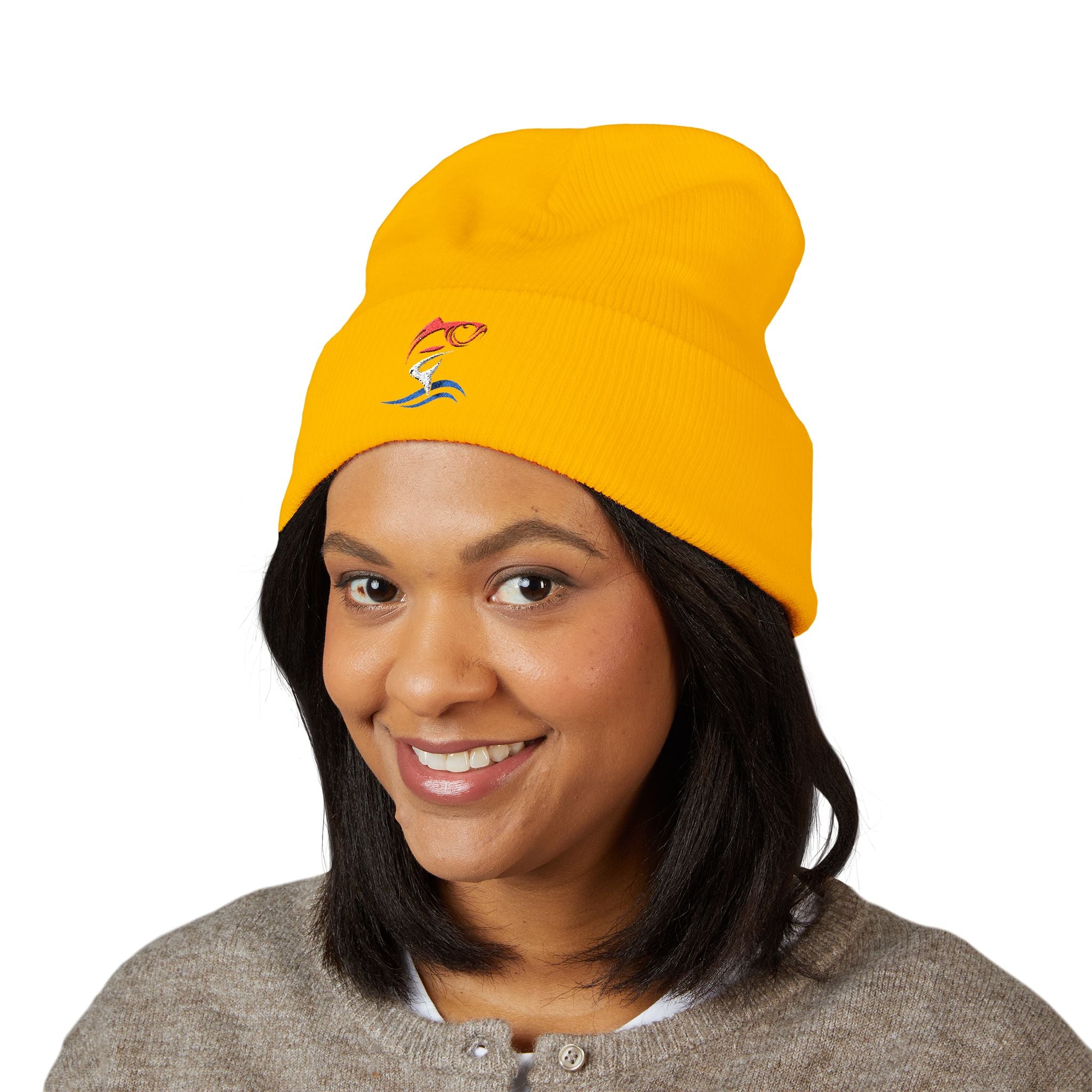 Embroidered Patriotic Fishing Beanie, Fisherman Gift, Outdoor Apparel, Fishing Gear, Angler Hat, Fishing Lure Beanie
