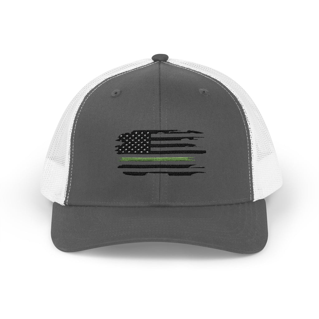 Thin Green Line  Military Patriotic Snapback Trucker Cap Design, Ideal for Military, Everyday Wear