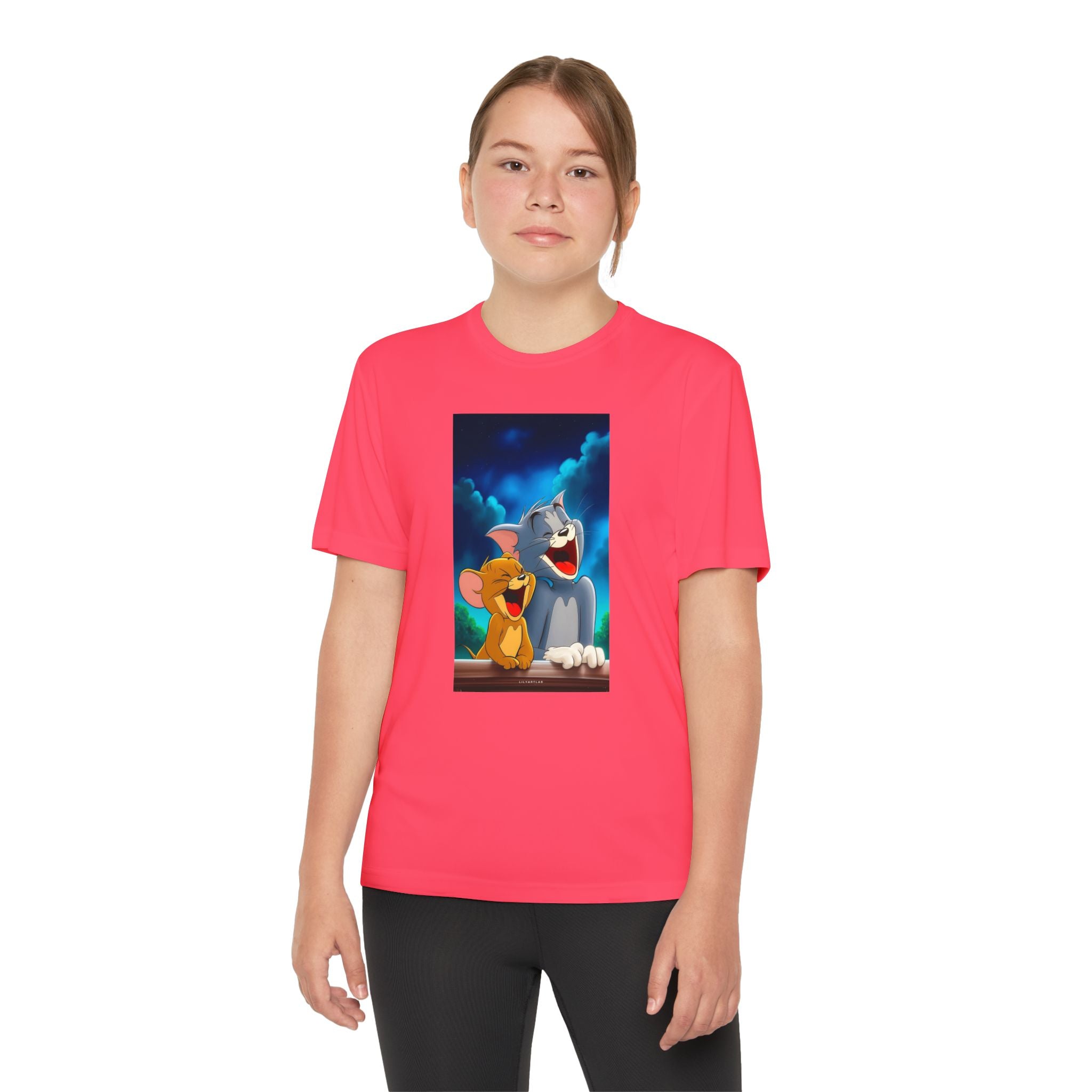 Youth Competitor Tee with Tom And Jerry design, Cartoon Graphic Kid's T-Shirt, Kids Tee, Children's Clothing, Funny Tee for Boys and Girls