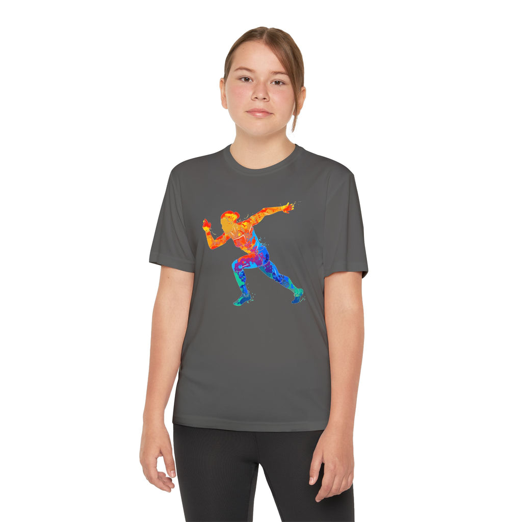 Running Youth T-Shirt Sports Graphic Tee, Cool Athletic Shirt for Kids, Perfect for Sports Events, Team Spirit